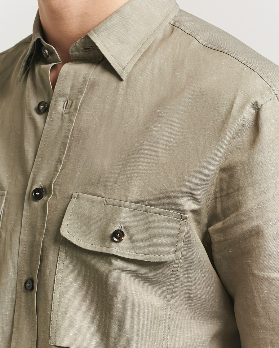 Herre | Skjorter | Brioni | Cotton/Linen Overshirt Olive