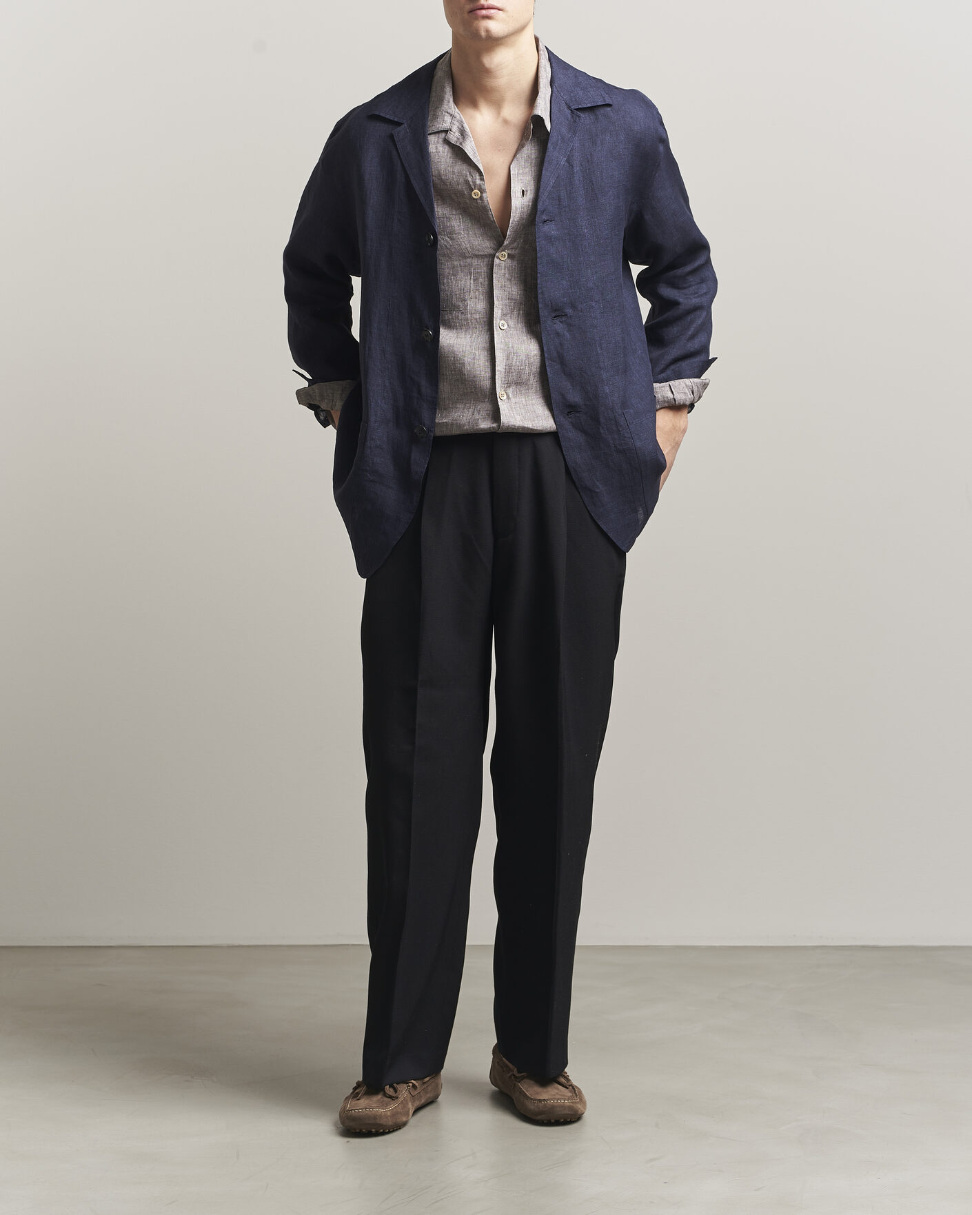Herre | Skjorter | Brioni | Linen Shirt Blazer Navy