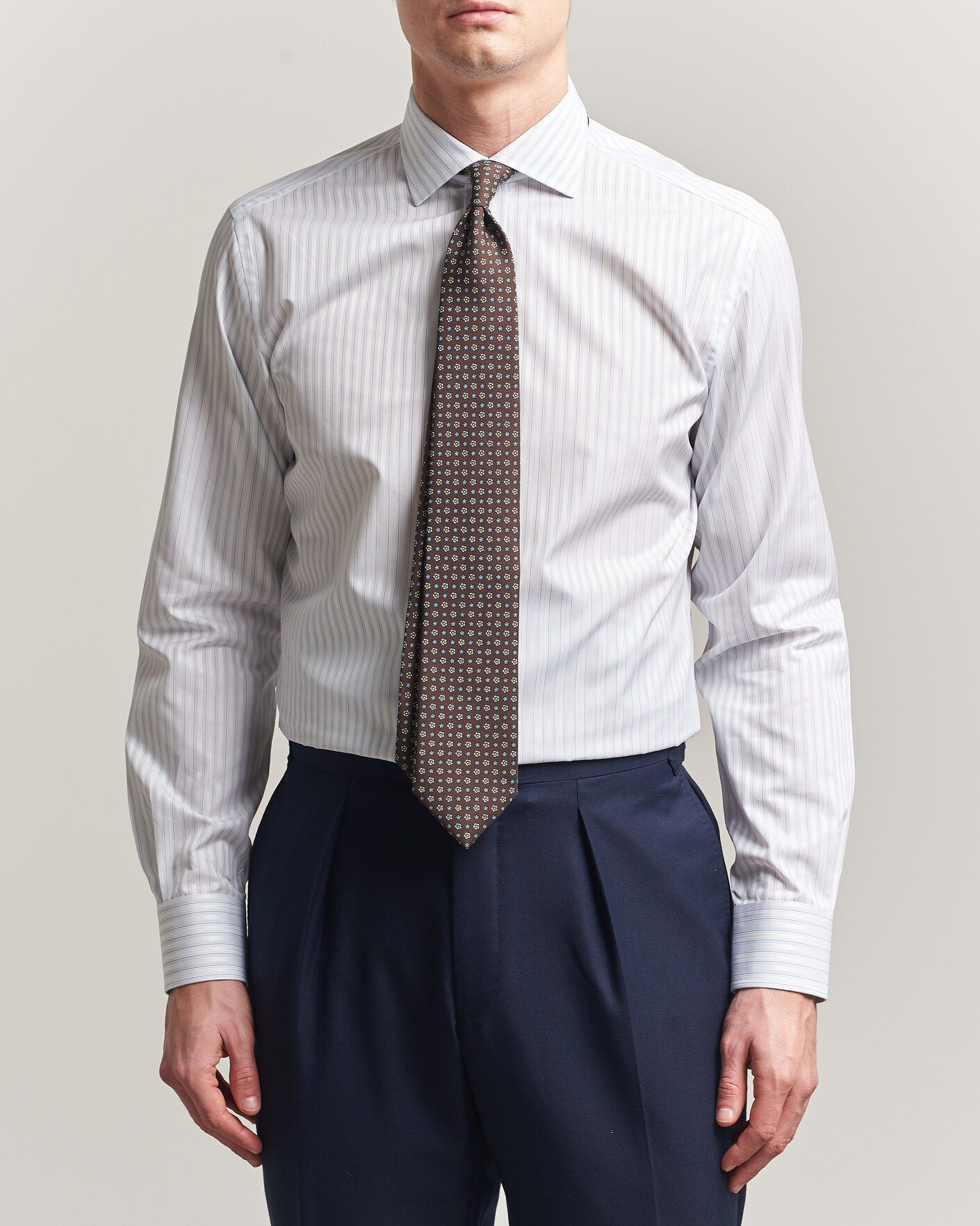 Herre | Skjorter | Brioni | Slim Fit Dress Shirt Light Blue Stripe