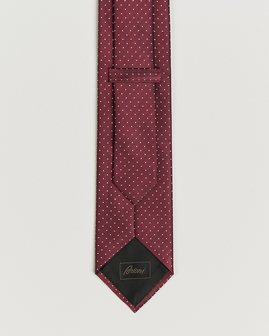 Herre | Slips | Brioni | Jacquard Dot Silk Tie Burgundy