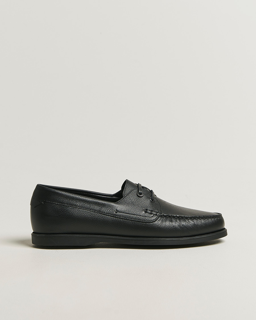Herre | Seilersko | Brioni | Grain Leather Boat Shoes Black Calf