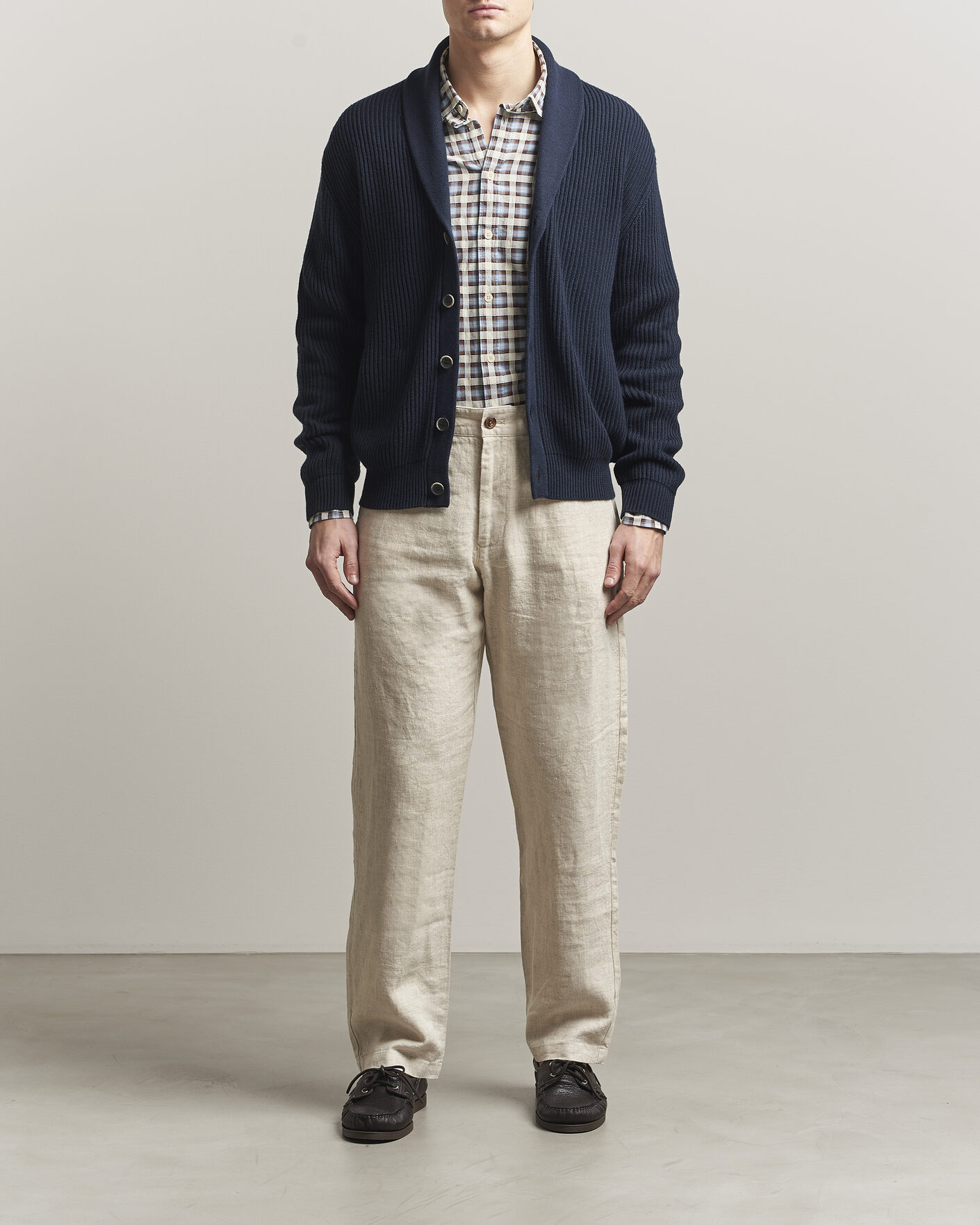 Herre | Gensere | Altea | Cotton/Cashmere Shawl Cardigan Navy