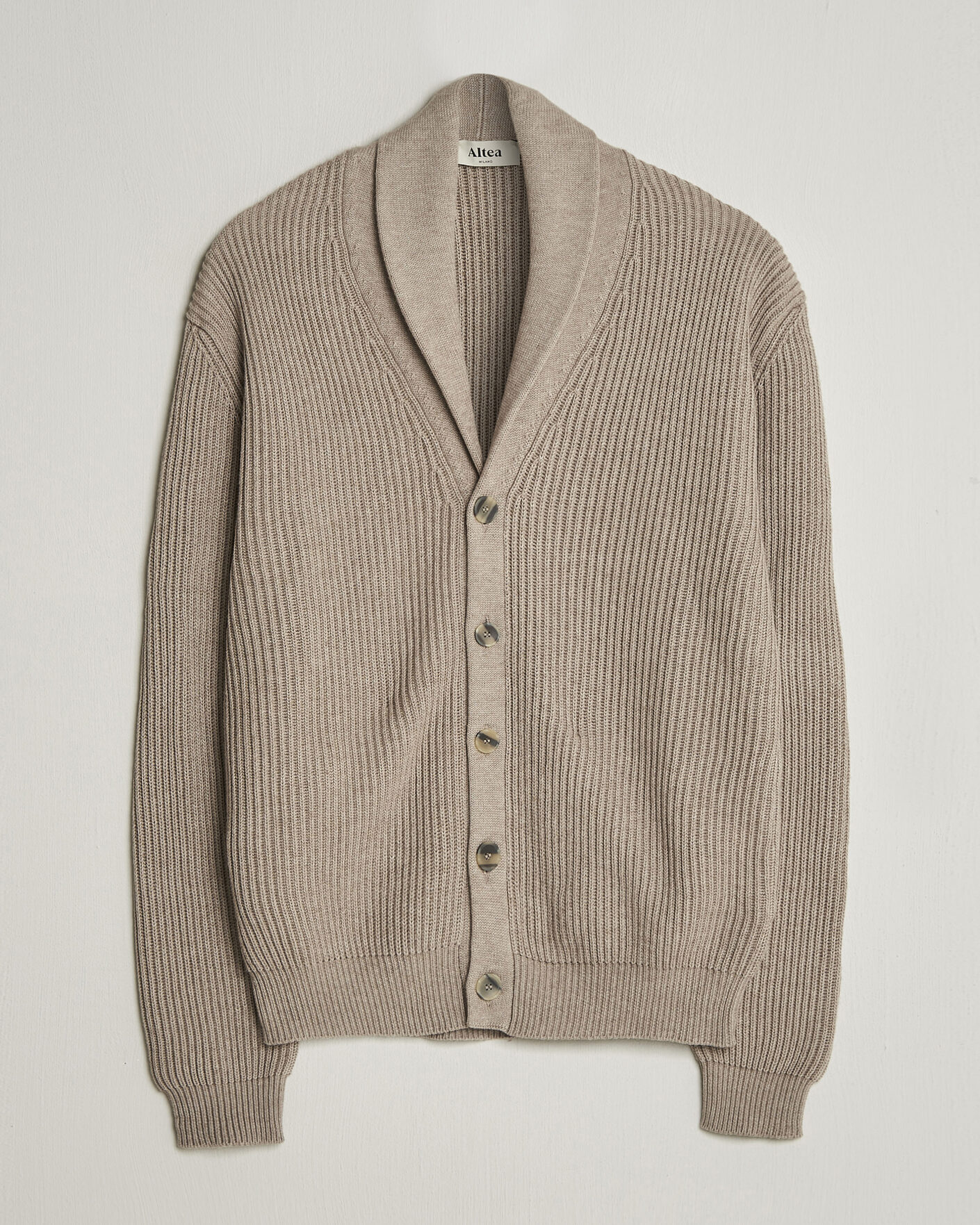 Herre | Gensere | Altea | Cotton/Cashmere Shawl Cardigan Taupe