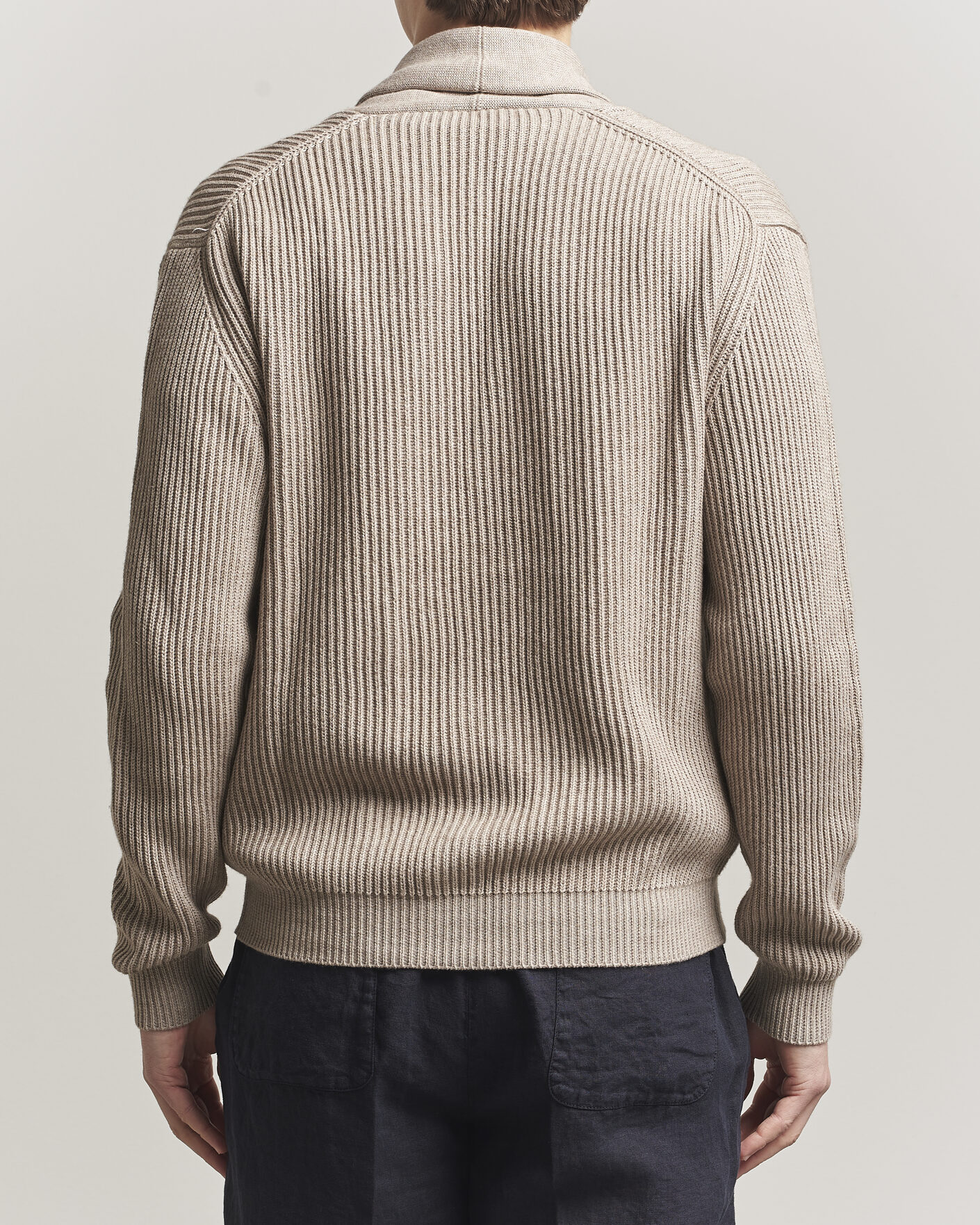 Herre | Gensere | Altea | Cotton/Cashmere Shawl Cardigan Taupe
