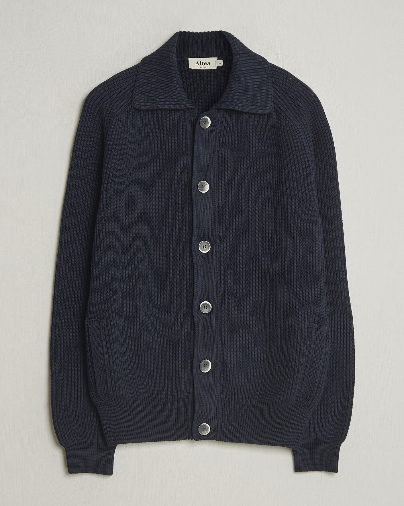 Herre | Gensere | Altea | Cotton Rib Cardigan Jacket Navy