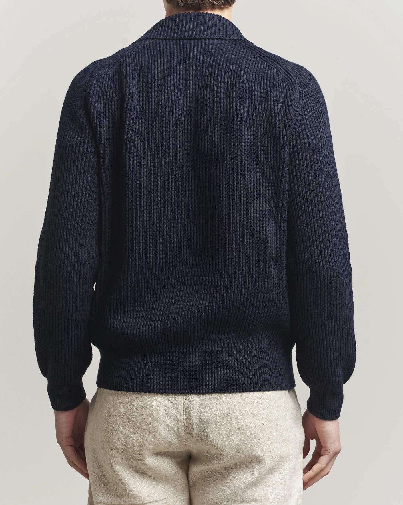 Herre | Gensere | Altea | Cotton Rib Cardigan Jacket Navy