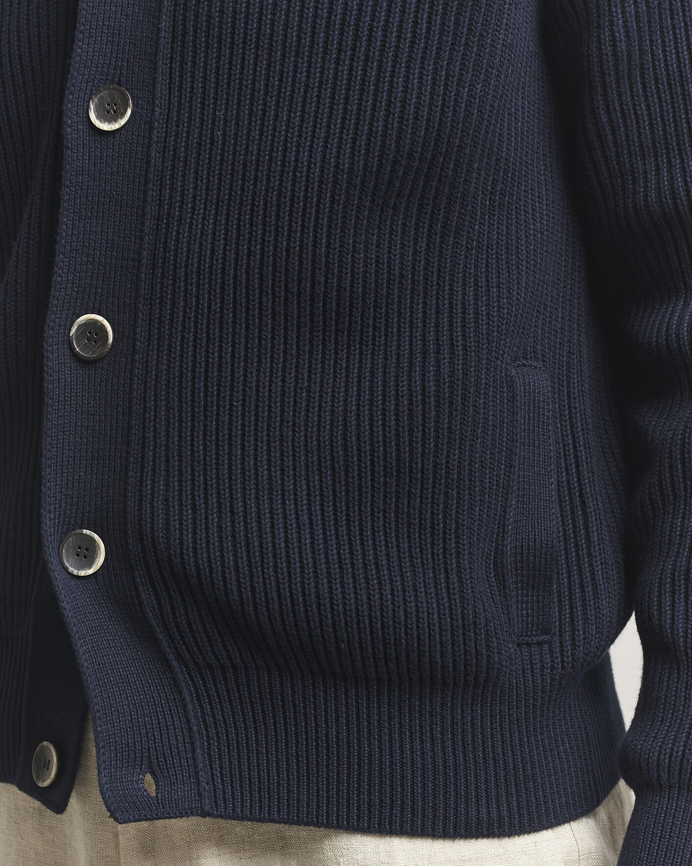 Herre | Gensere | Altea | Cotton Rib Cardigan Jacket Navy