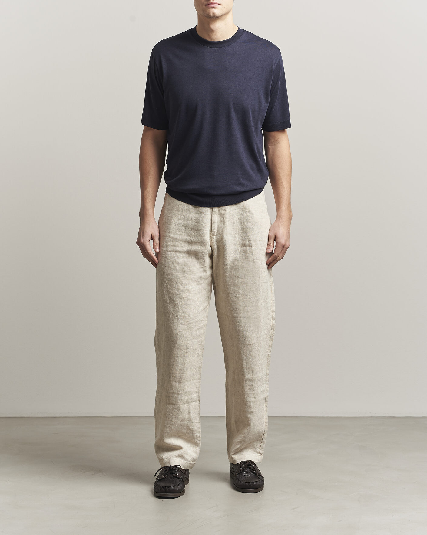 Herre | T-Shirts | Altea | Cotton/Stretch Knitted T-Shirt Navy