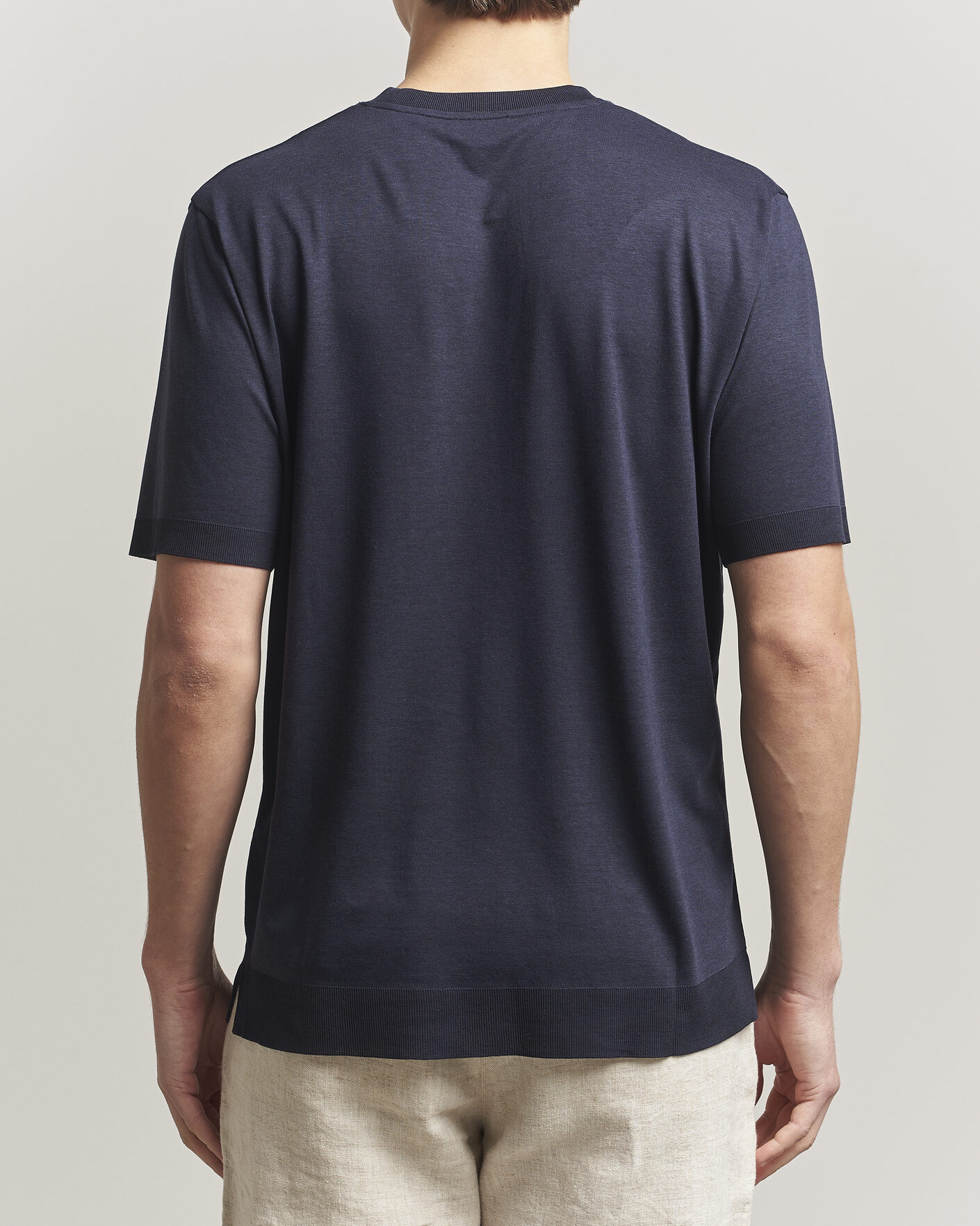 Herre | T-Shirts | Altea | Cotton/Stretch Knitted T-Shirt Navy