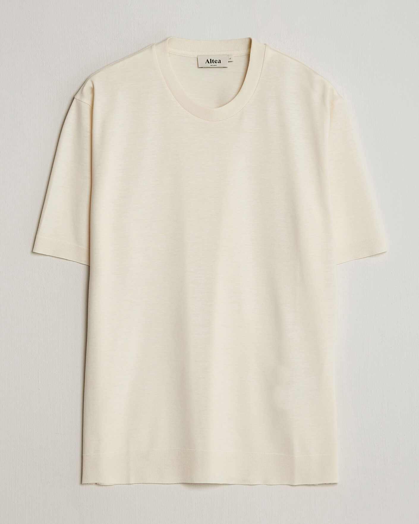 Herre | T-Shirts | Altea | Cotton/Stretch Knitted T-Shirt Off White