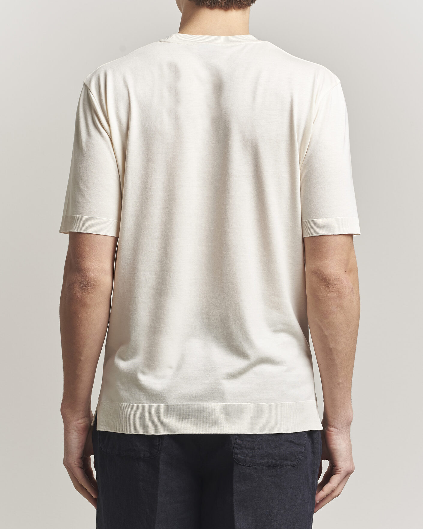 Herre | T-Shirts | Altea | Cotton/Stretch Knitted T-Shirt Off White