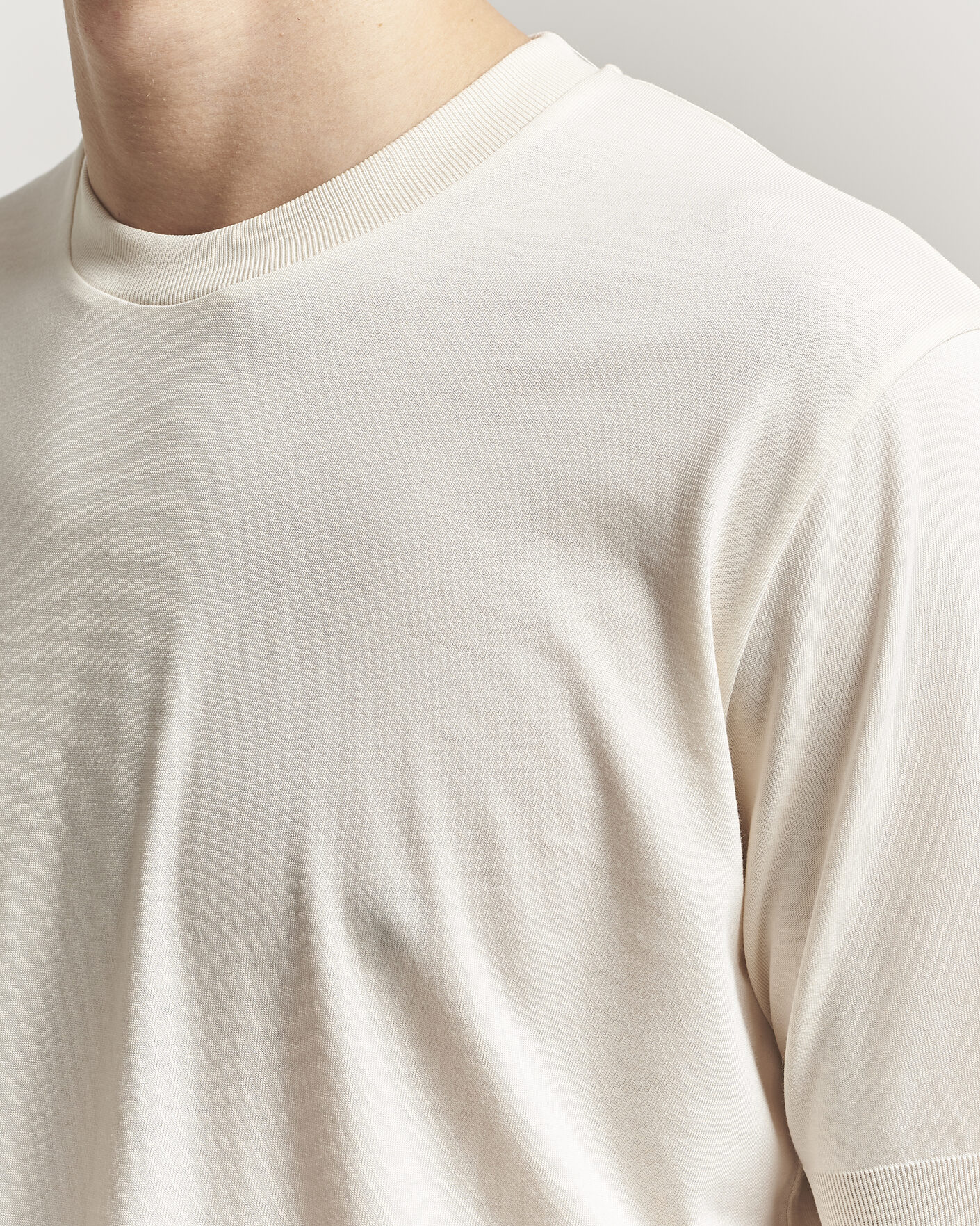 Herre | T-Shirts | Altea | Cotton/Stretch Knitted T-Shirt Off White