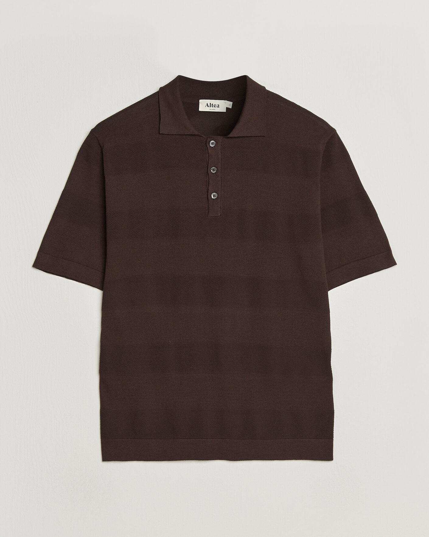 Herre | Pikéer | Altea | Block Stripe Knitted Polo Dark Brown