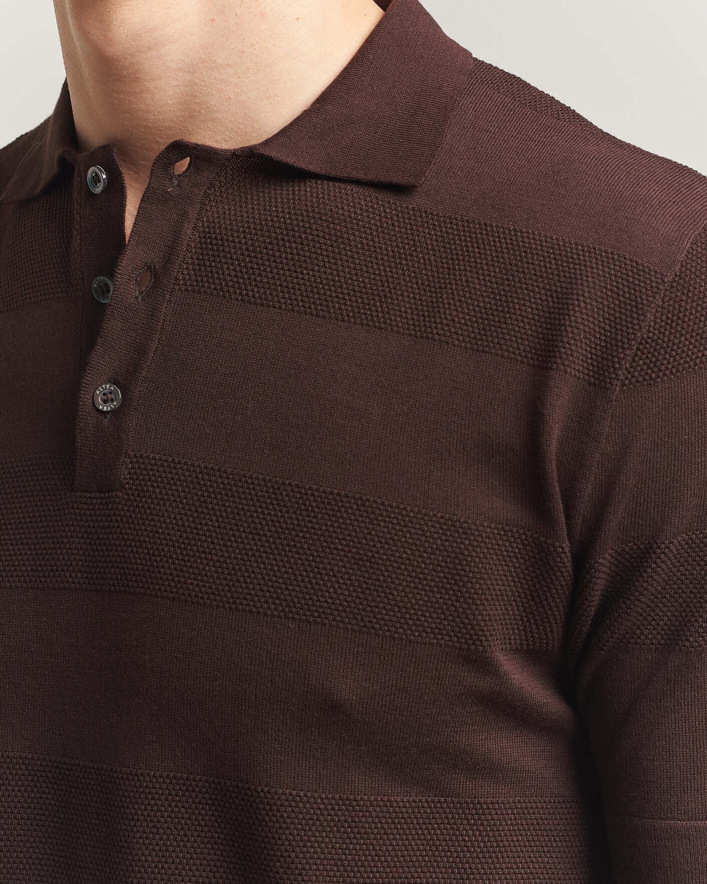 Herre | Pikéer | Altea | Block Stripe Knitted Polo Dark Brown