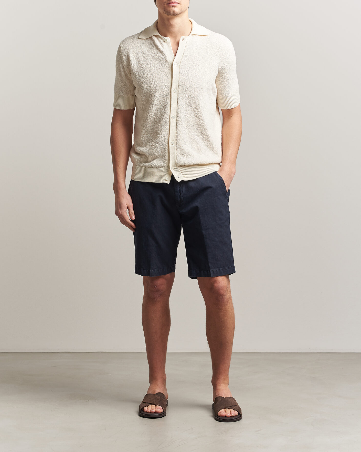 Herre | Skjorter | Altea | Soft Boucle Resort Shirt Off White