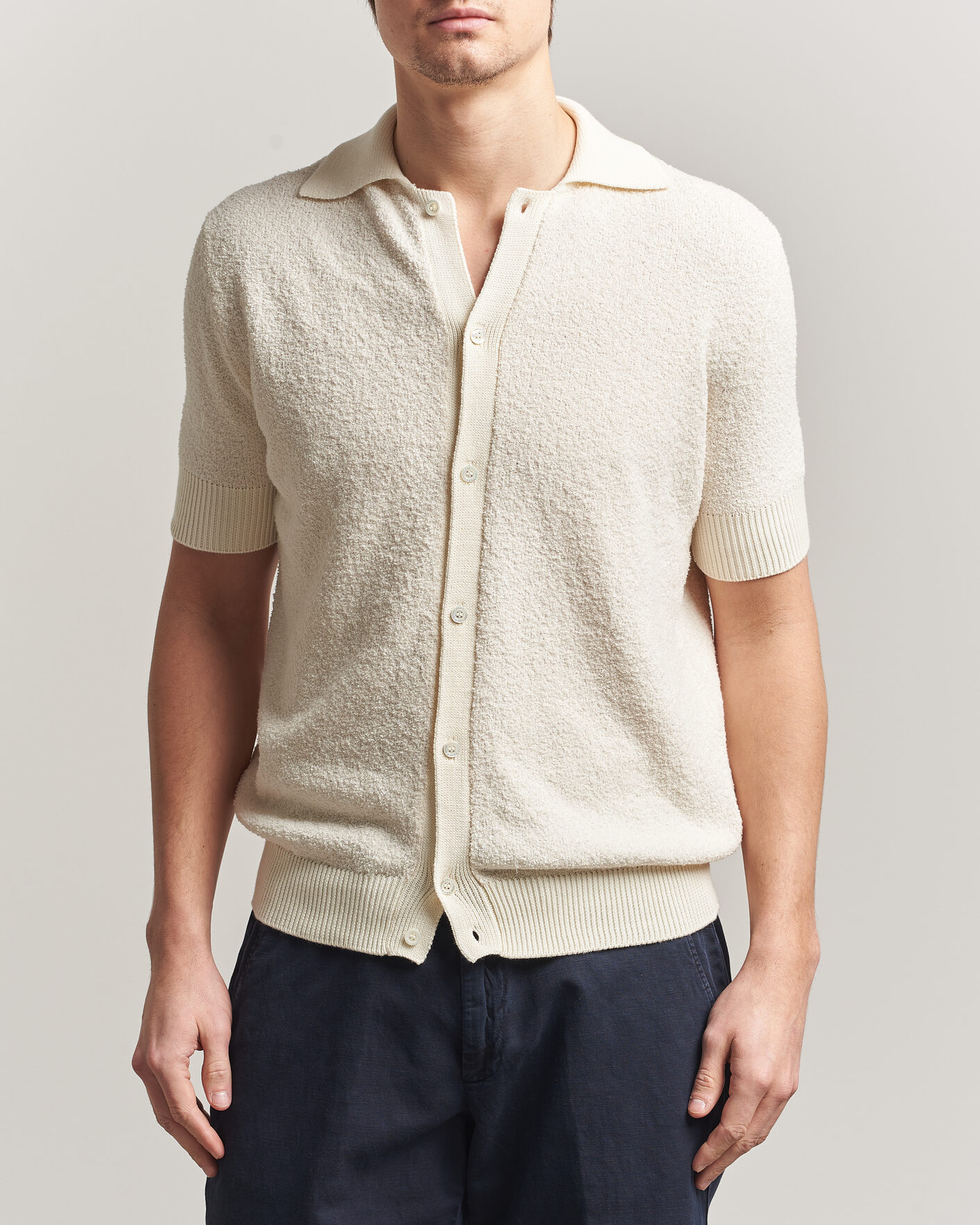Herre | Skjorter | Altea | Soft Boucle Resort Shirt Off White