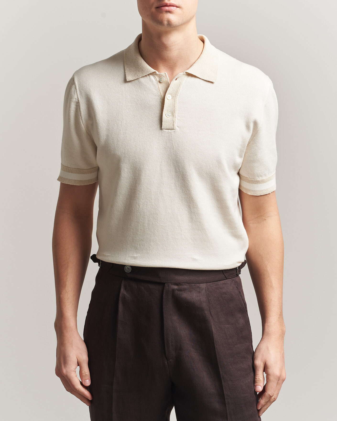 Herre | Pikéer | Altea | Cotton/Linen Piquet Polo Off White