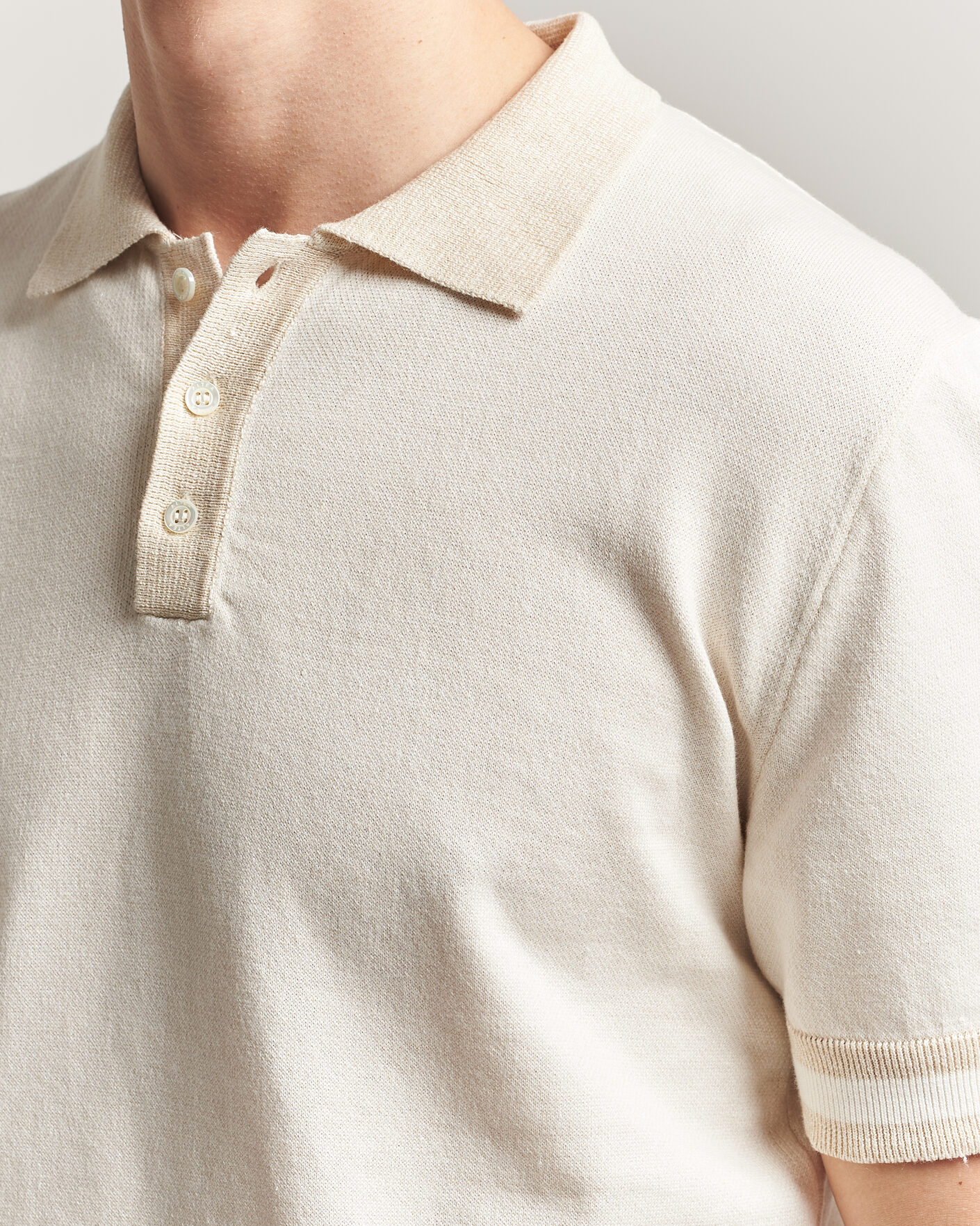 Herre | Pikéer | Altea | Cotton/Linen Piquet Polo Off White