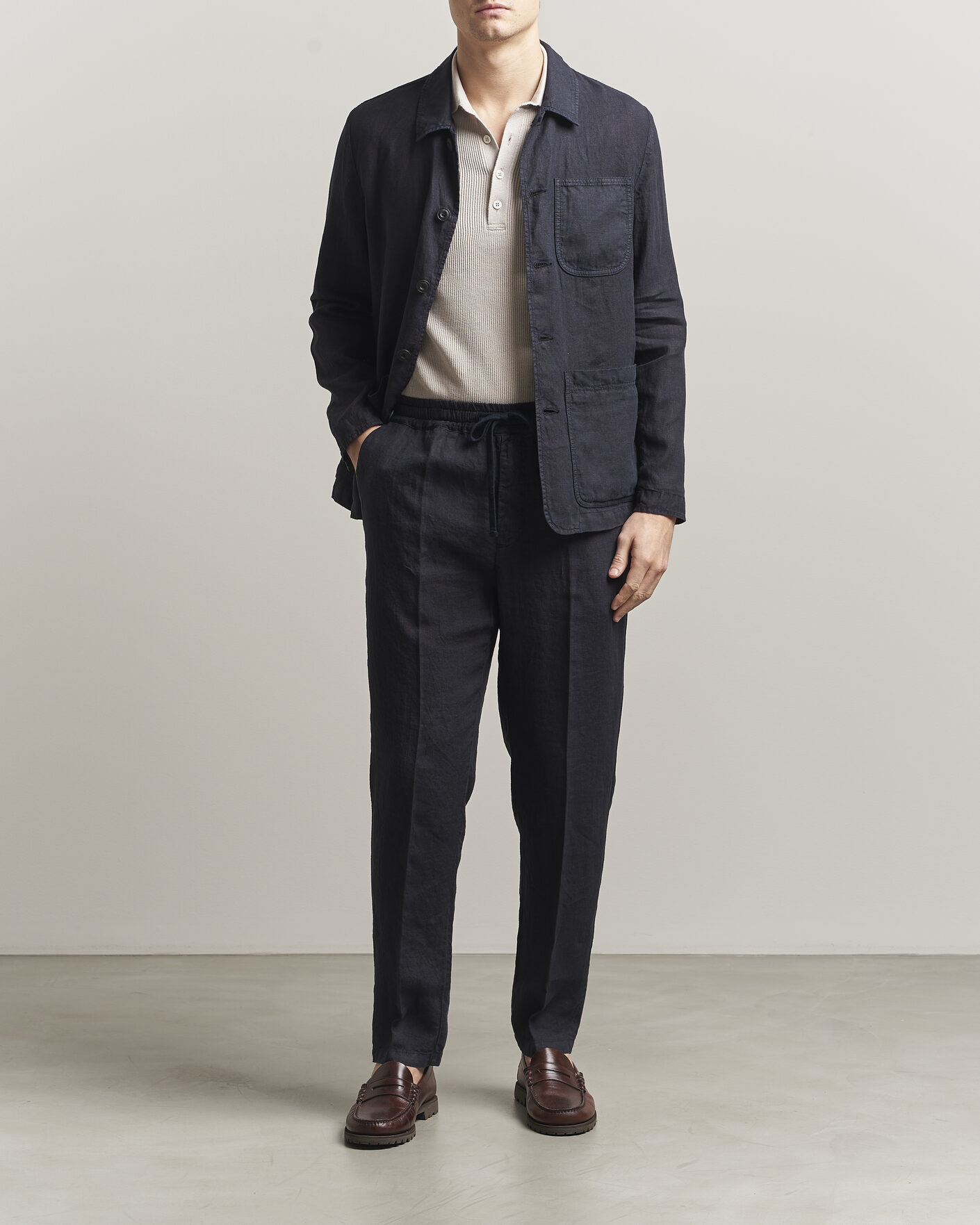 Herre | Jakker | Altea | Linen Chore Jacket Navy