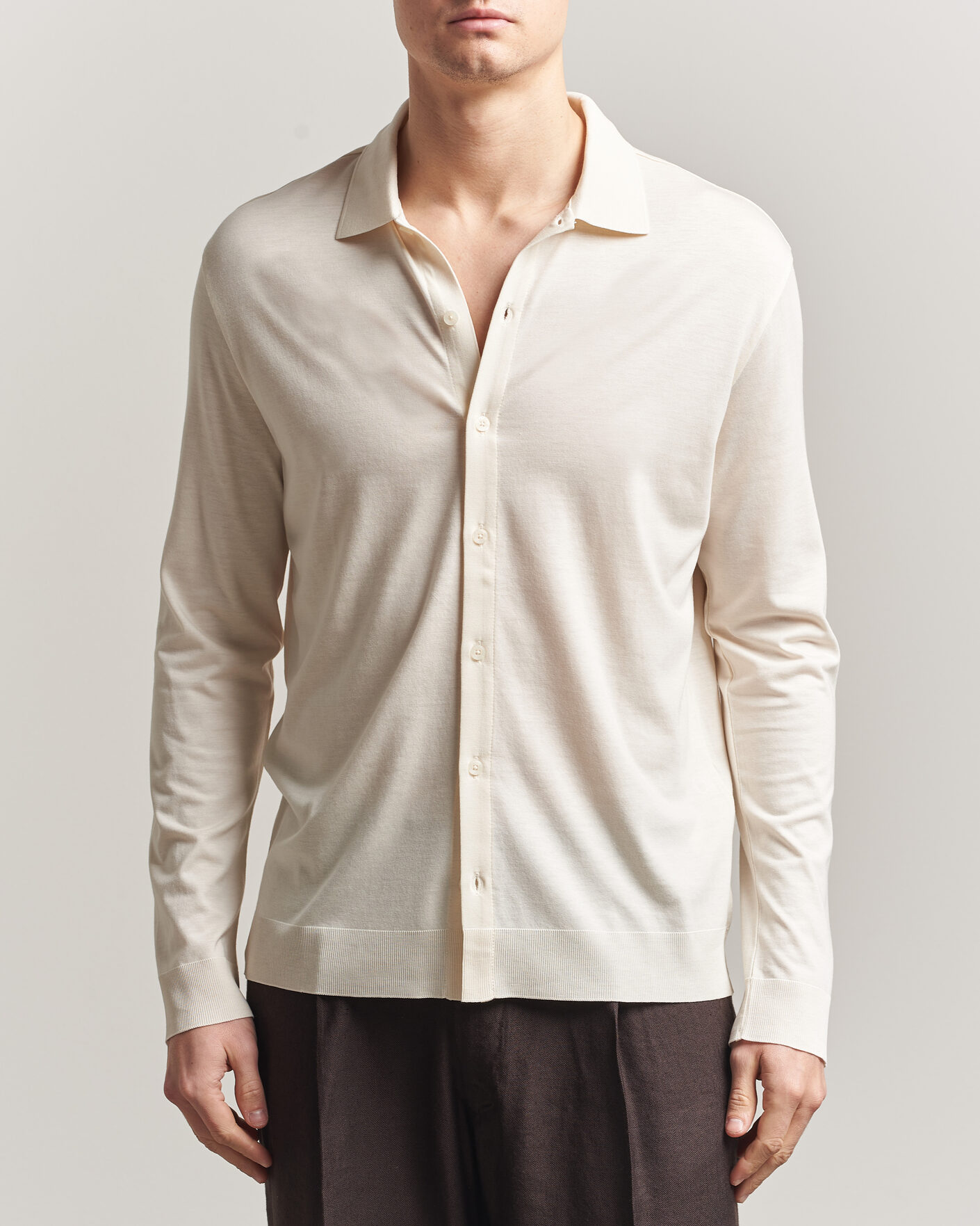 Herre | Skjorter | Altea | Jersey Knit Shirt Off White