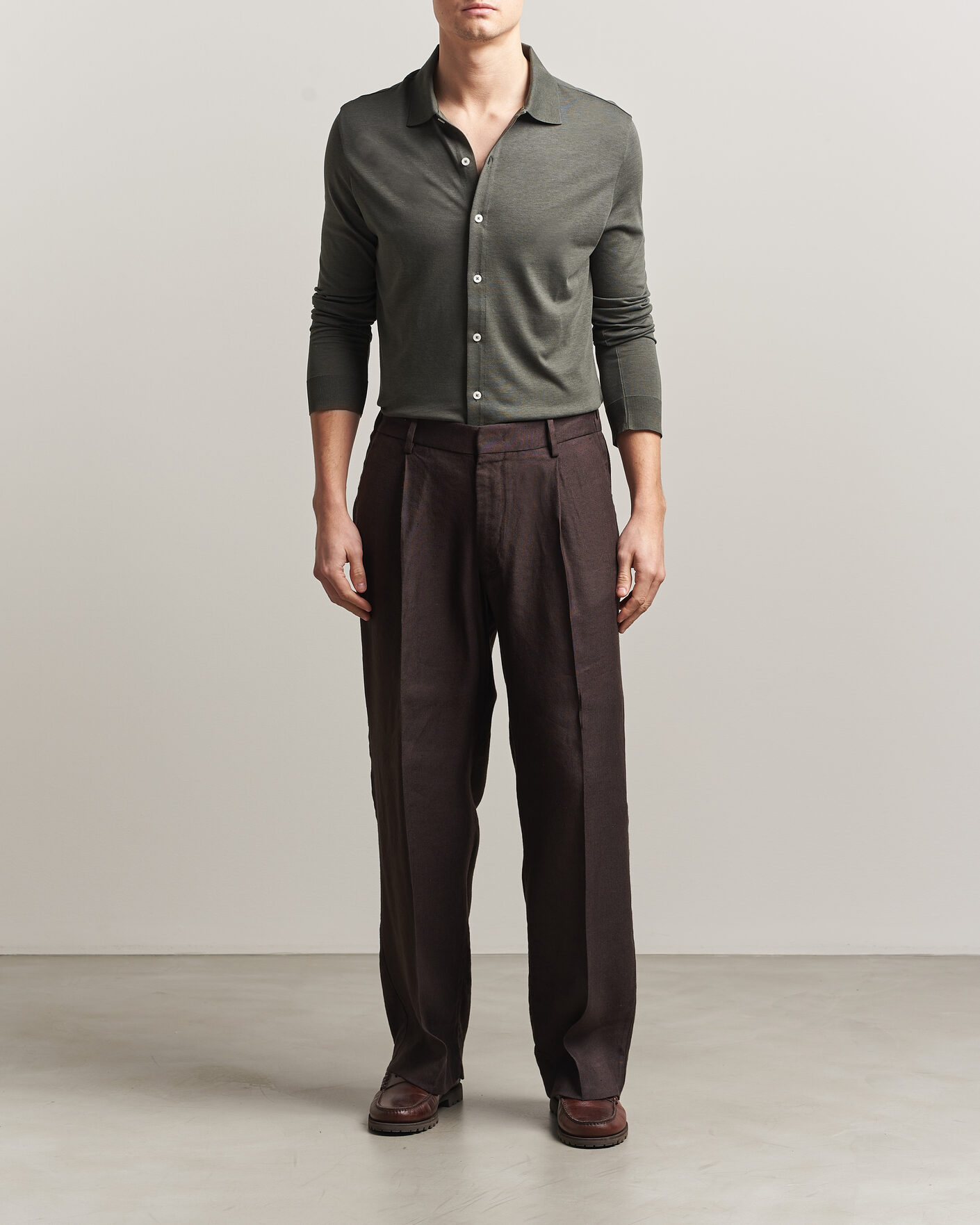 Herre | Skjorter | Altea | Jersey Knit Shirt Olive