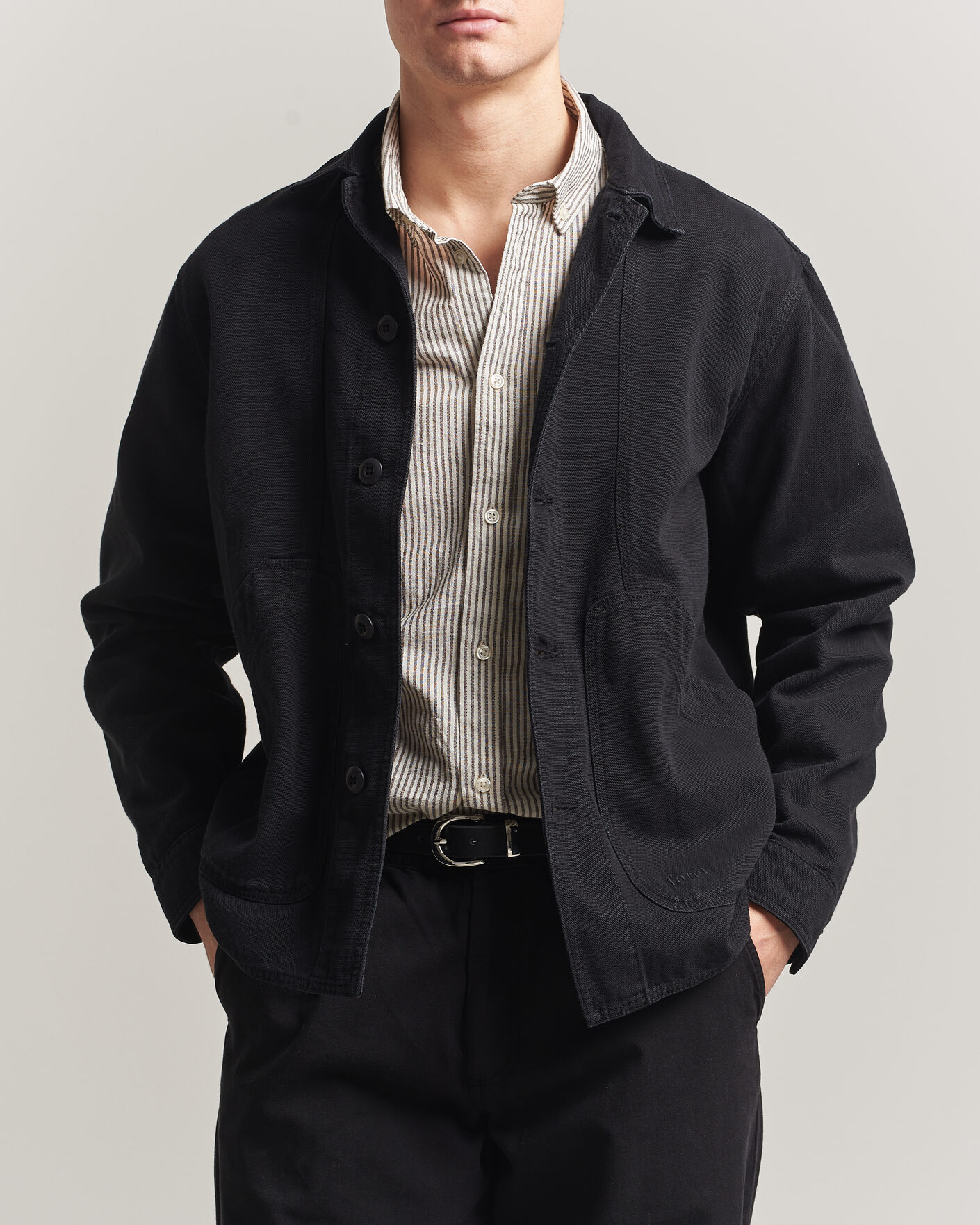 Herre | Skjorter | Forét | Berry Canvas Overshirt Black