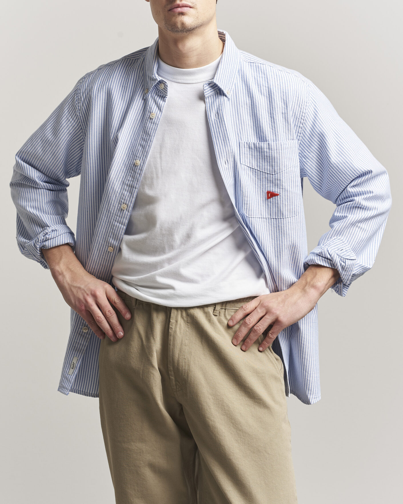 Herre | Skjorter | Forét | Flag Regular Fit Pocket Oxford Shirt Blue Stripe