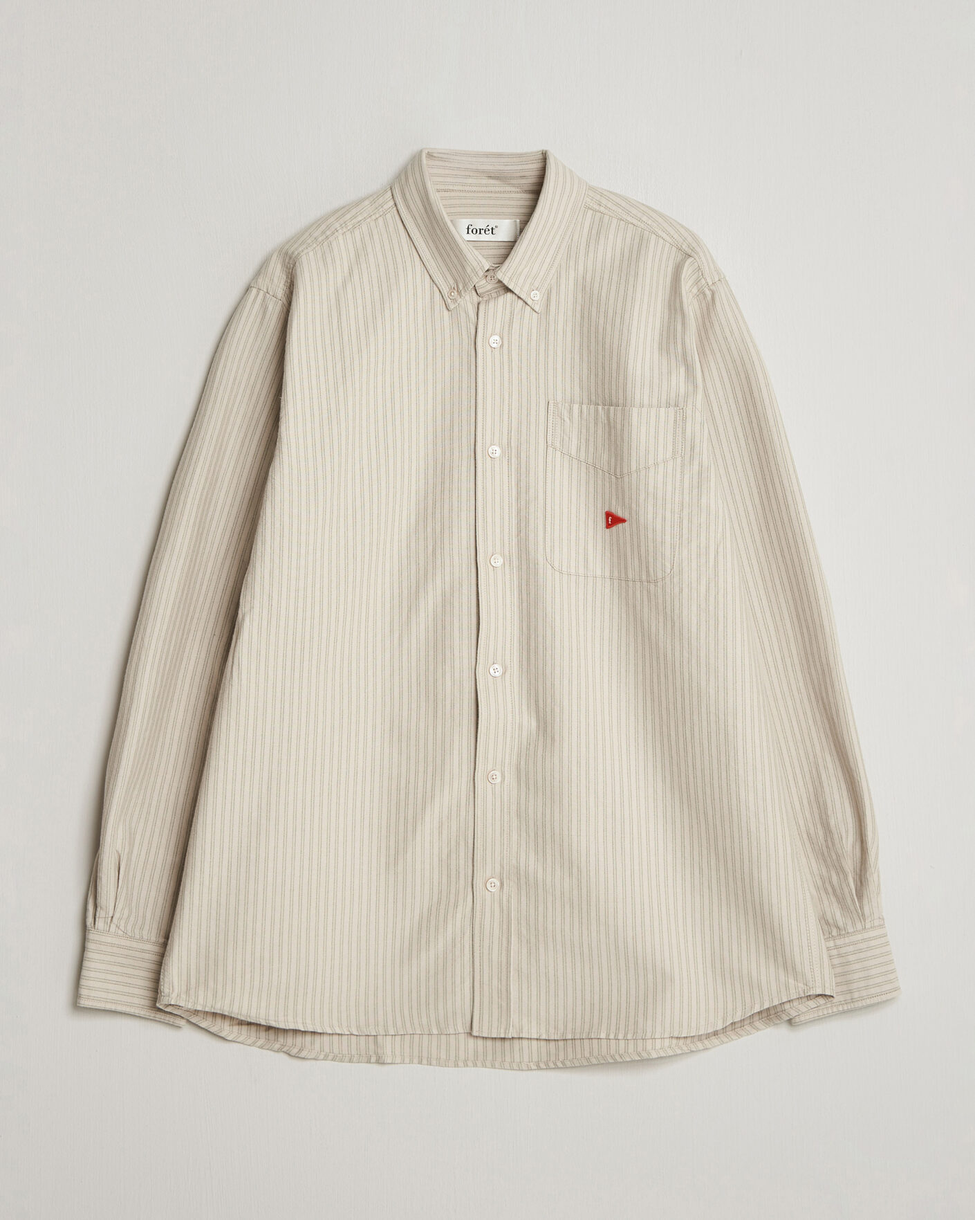 Herre | Skjorter | Forét | Flag Regular Fit Pocket Oxford Shirt Taupe Stripe