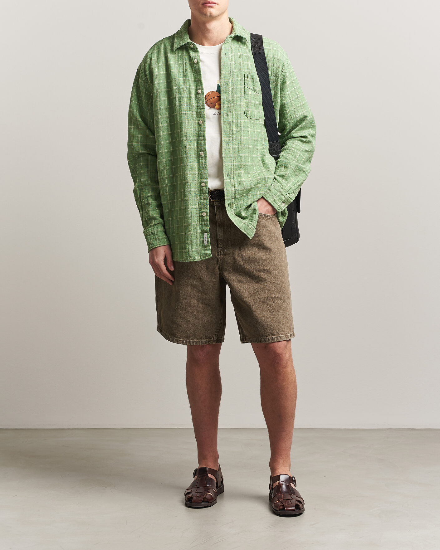 Herre | Skjorter | Forét | Scout Relaxed Fit Loose Weave Shirt Vibrant Moss