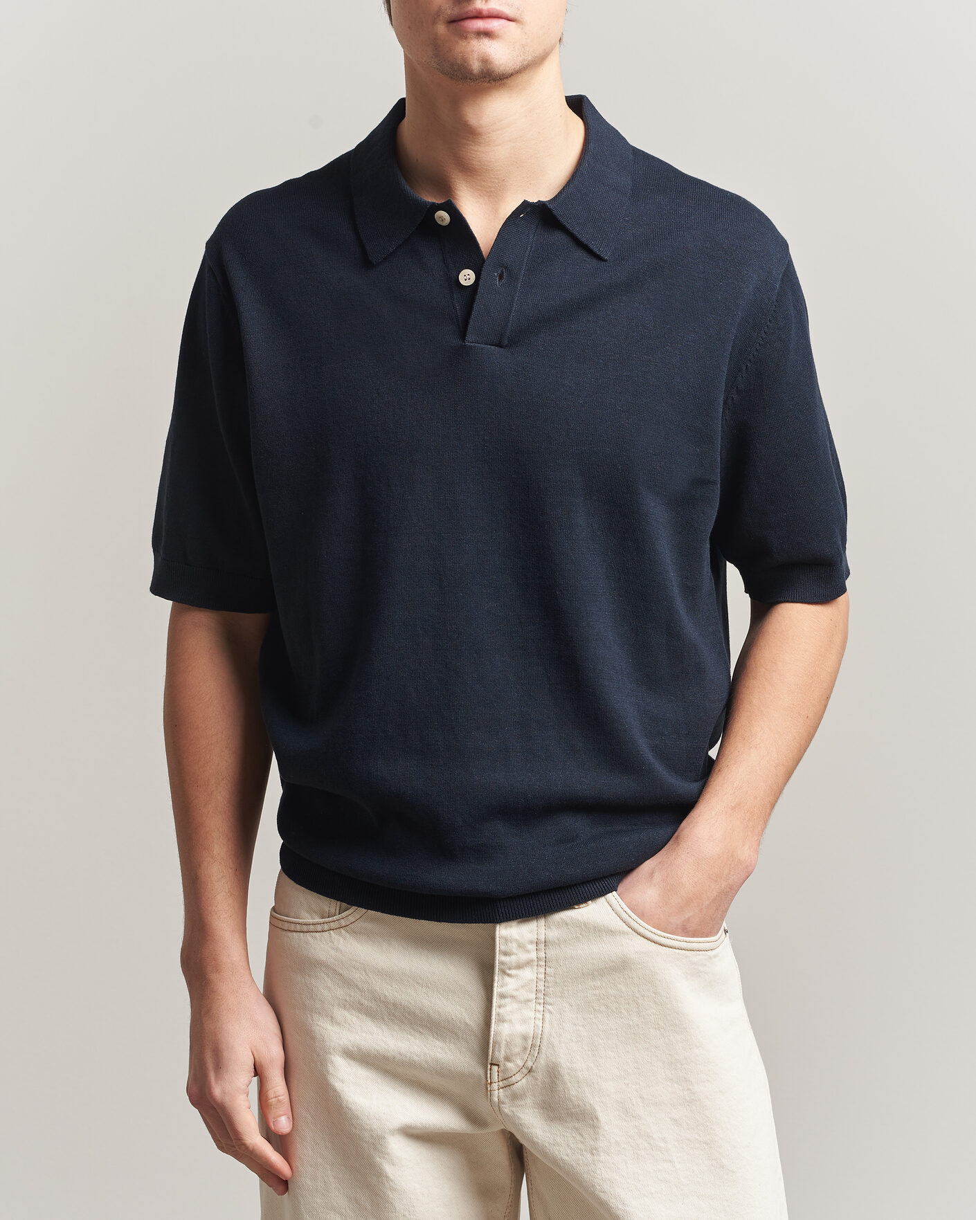 Herre | Pikéer | Forét | Sea Cotton/Linen Polo Navy