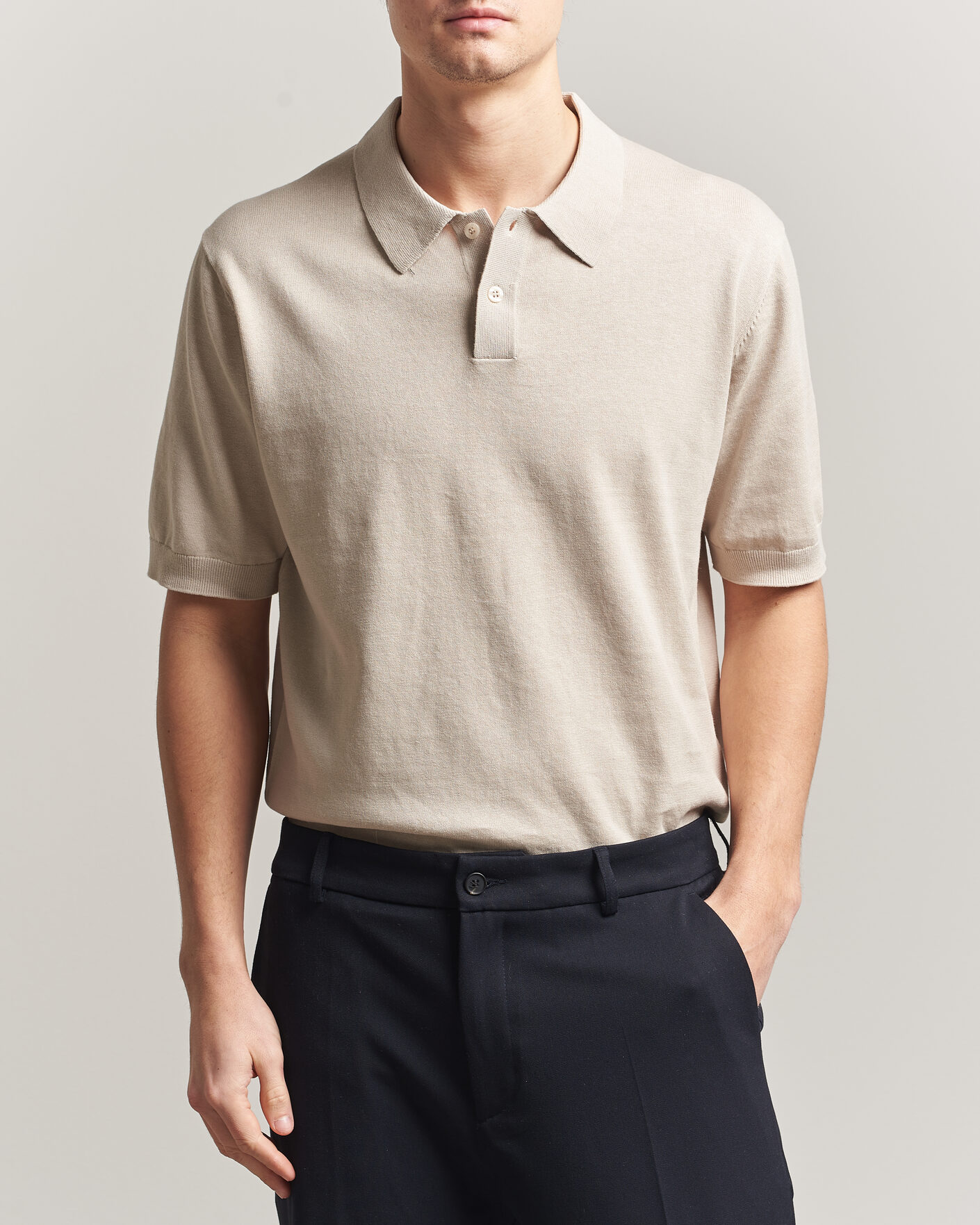 Herre | Pikéer | Forét | Sea Cotton/Linen Polo Oatmeal