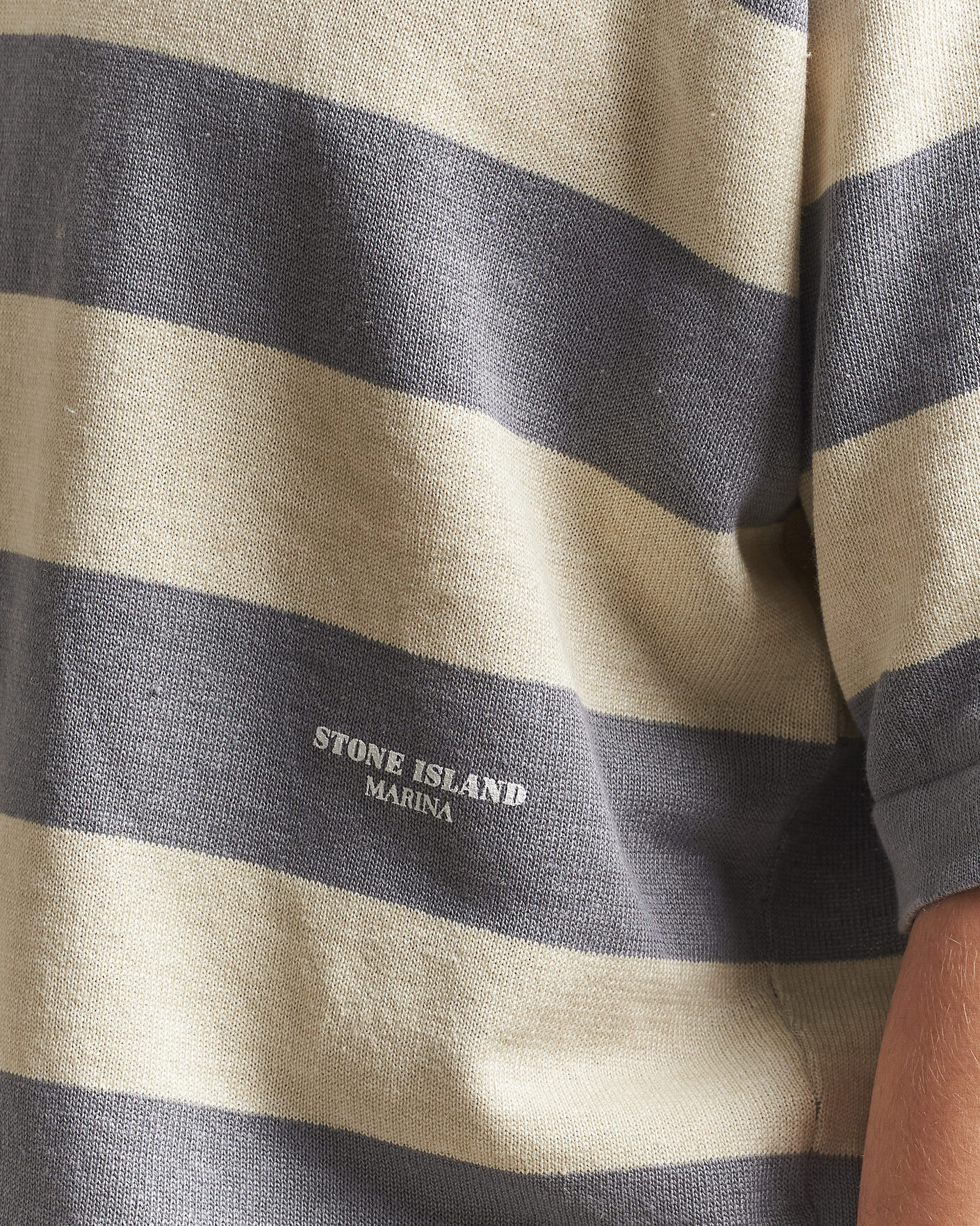 Herre | Pikéer | Stone Island | Marina Knitted Cotton/Linen Polo Ivory Melange