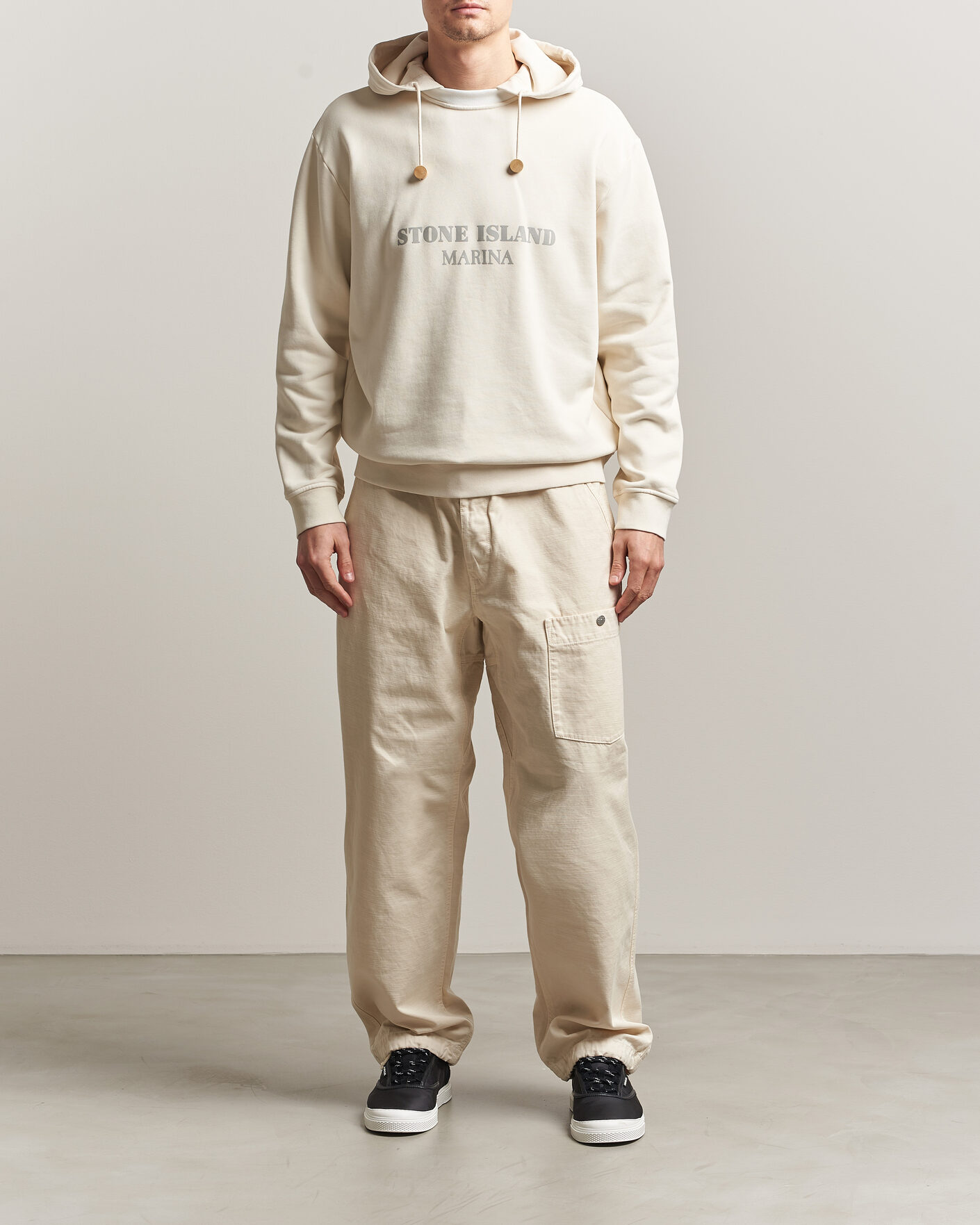 Herre | Bukser | Stone Island | Marina Cotton Twill Trousers Ivory