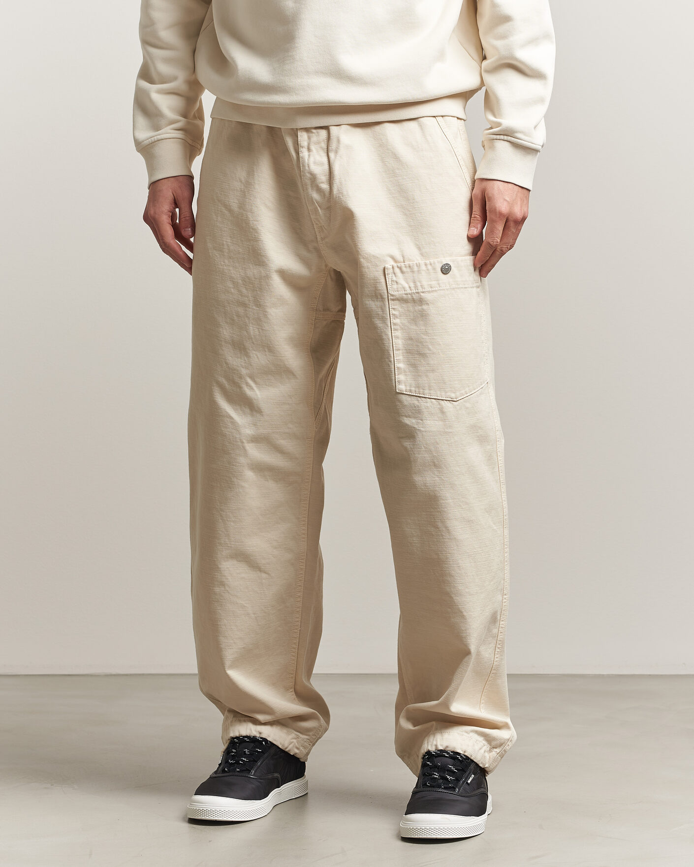 Herre | Bukser | Stone Island | Marina Cotton Twill Trousers Ivory
