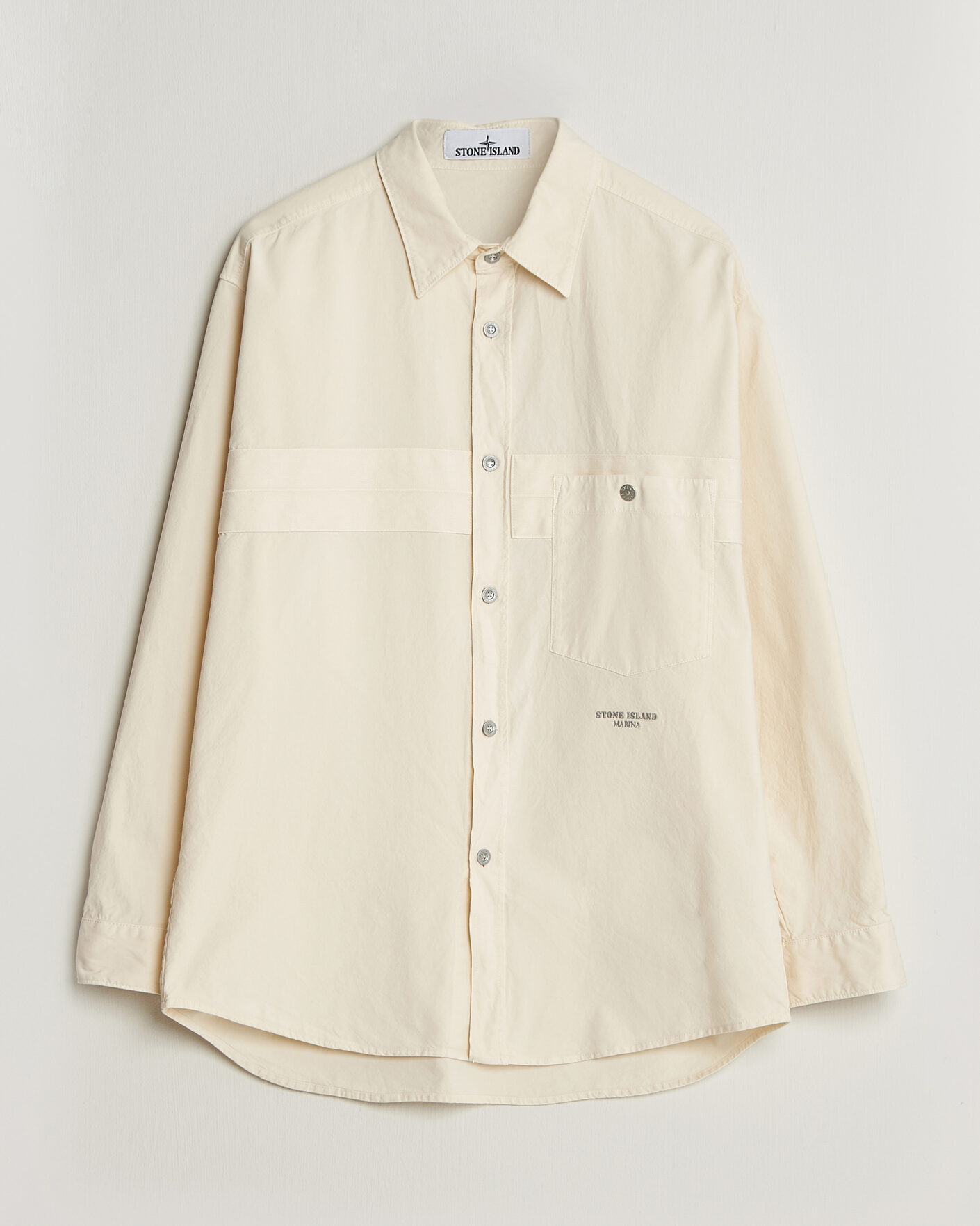 Herre | Skjorter | Stone Island | Marina Cotton Panama Weave Overshirt Ivory