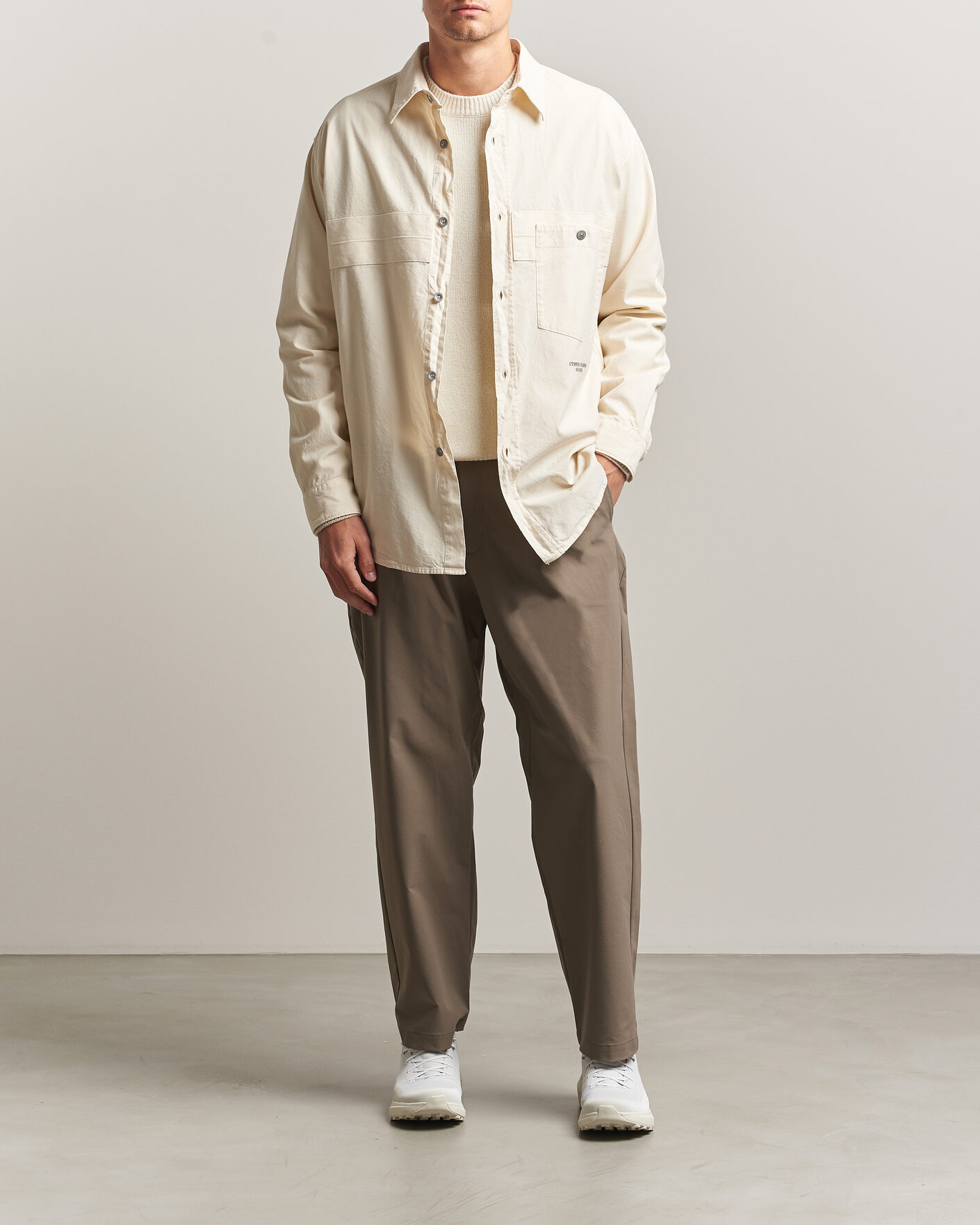 Herre | Skjorter | Stone Island | Marina Cotton Panama Weave Overshirt Ivory