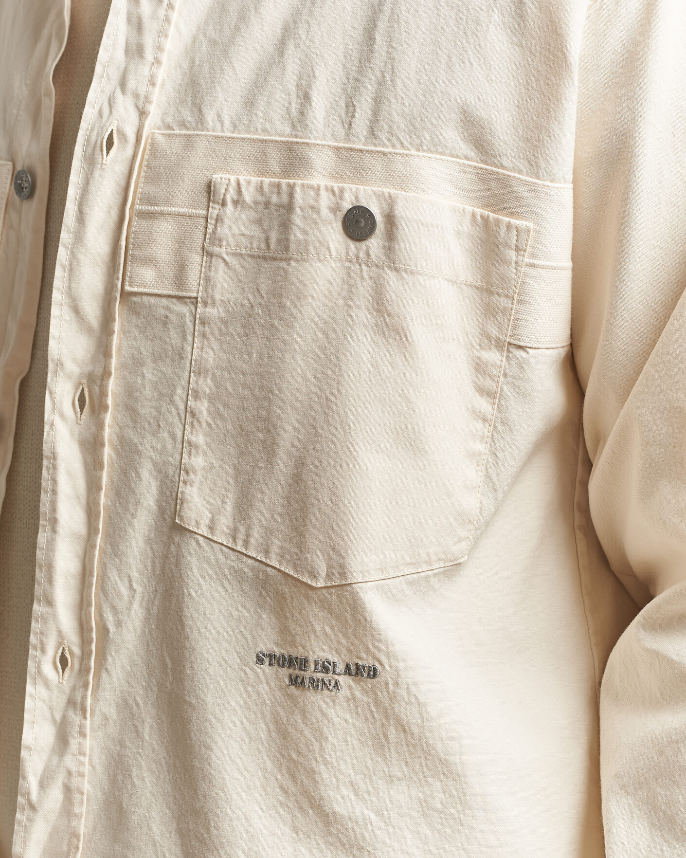 Herre | Skjorter | Stone Island | Marina Cotton Panama Weave Overshirt Ivory