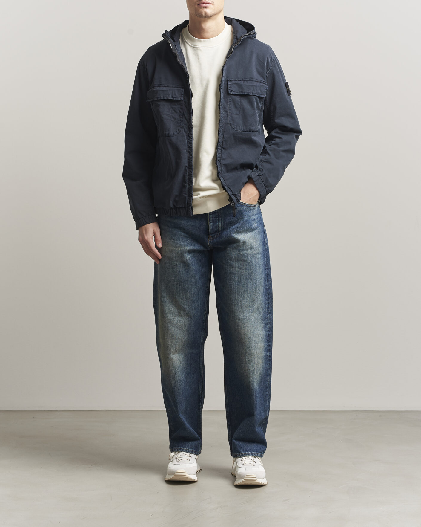 Herre | Jakker | Stone Island | Stretch Cotton Twill Hood Jacket Navy