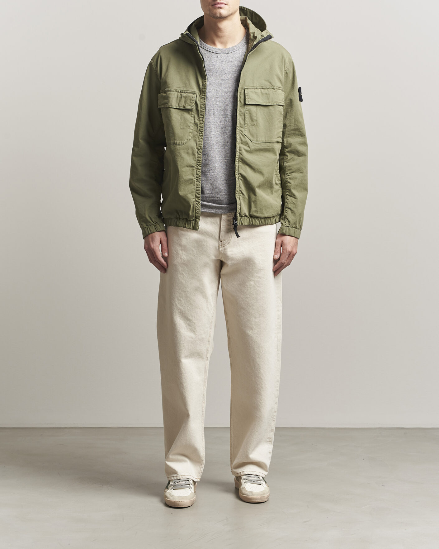 Herre | Jakker | Stone Island | Stretch Cotton Twill Hood Jacket Military Green
