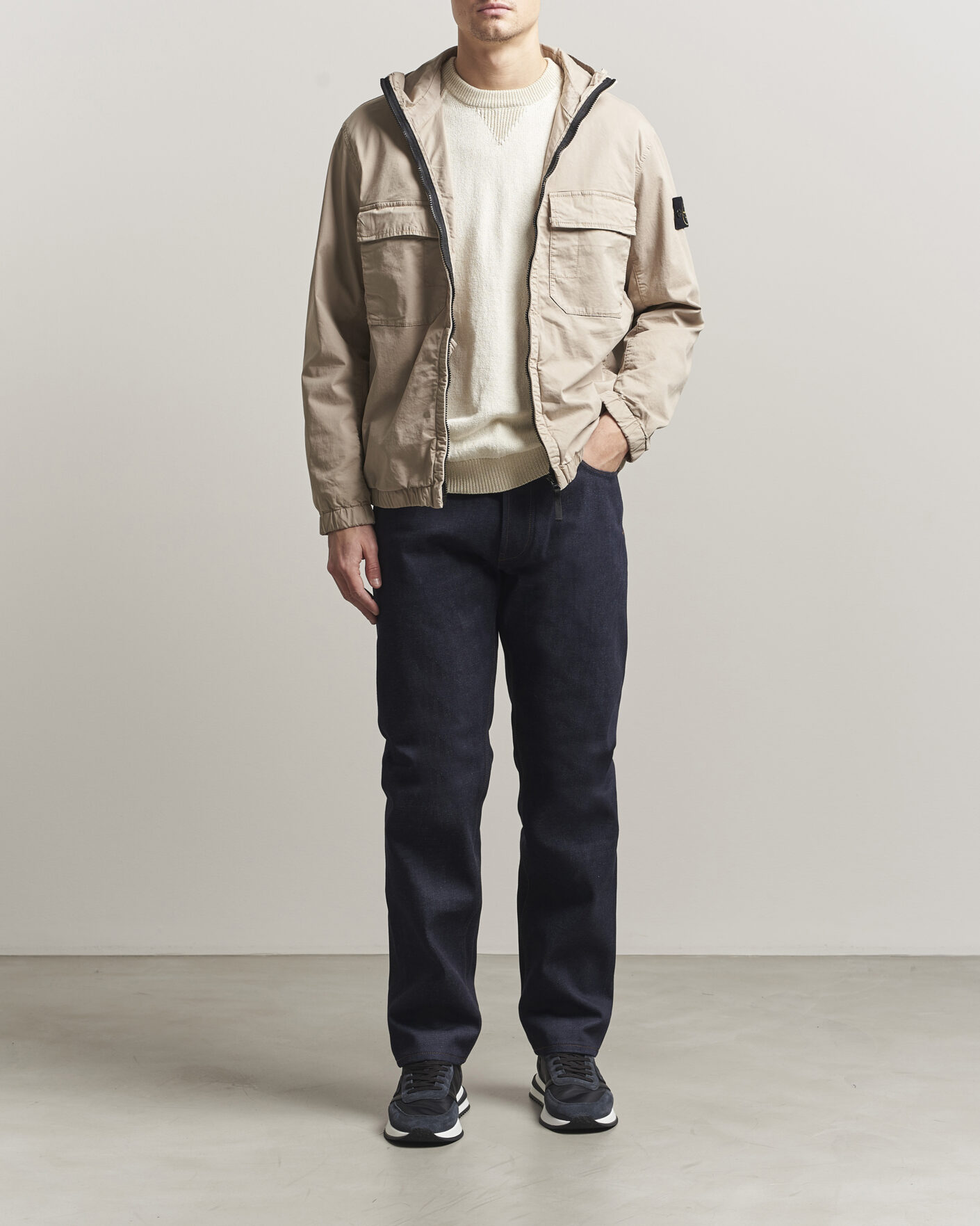 Herre | Jakker | Stone Island | Stretch Cotton Twill Hood Jacket Desert