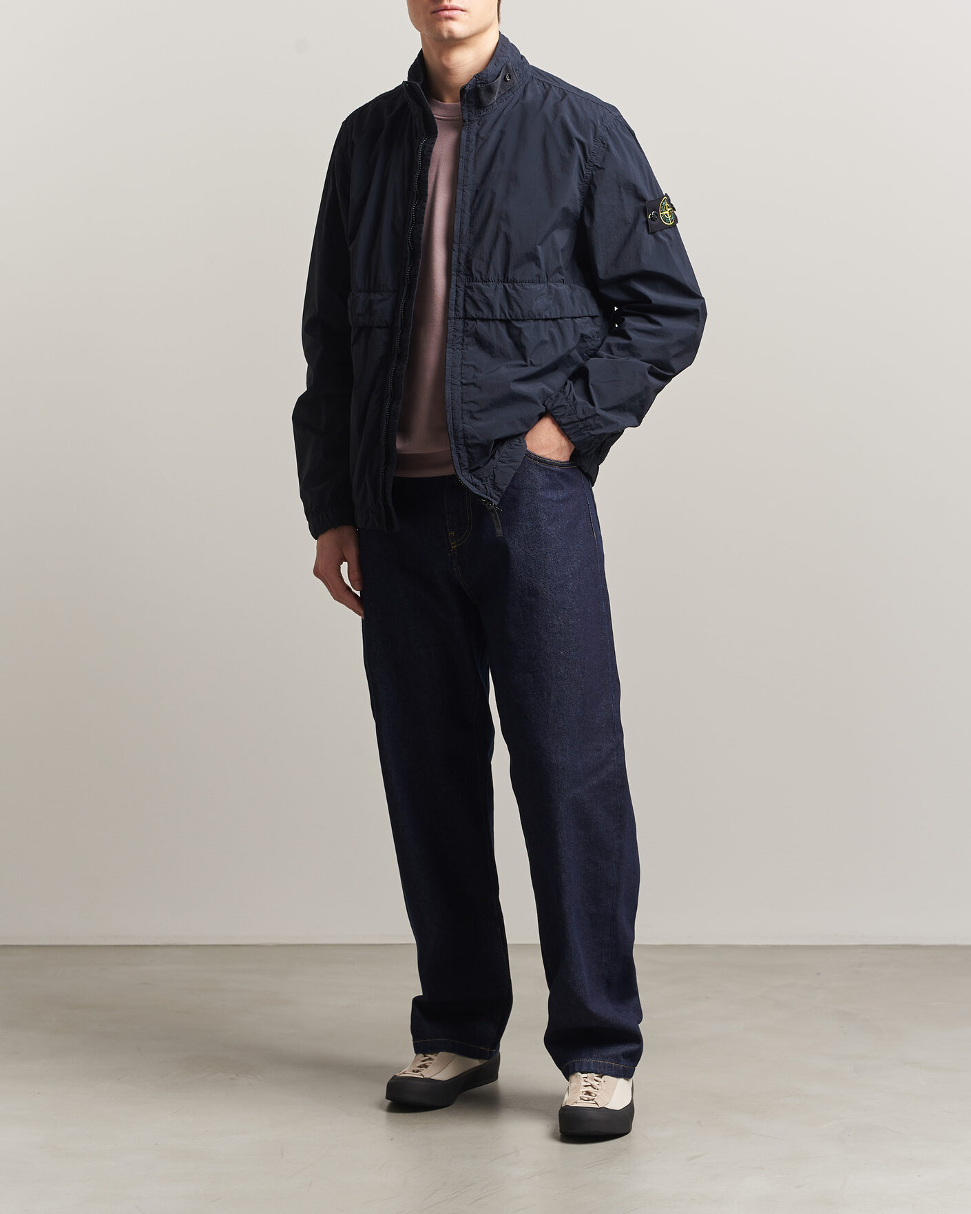 Herre | Jakker | Stone Island | Nylon Smerigliato-TC Stand Collar Jacket Navy