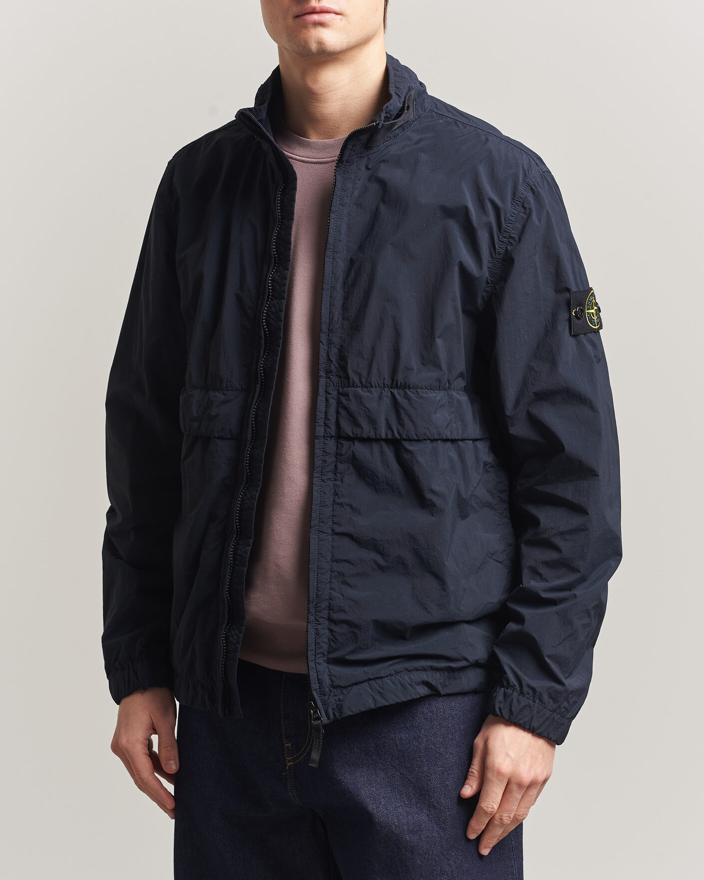 Herre | Jakker | Stone Island | Nylon Smerigliato-TC Stand Collar Jacket Navy