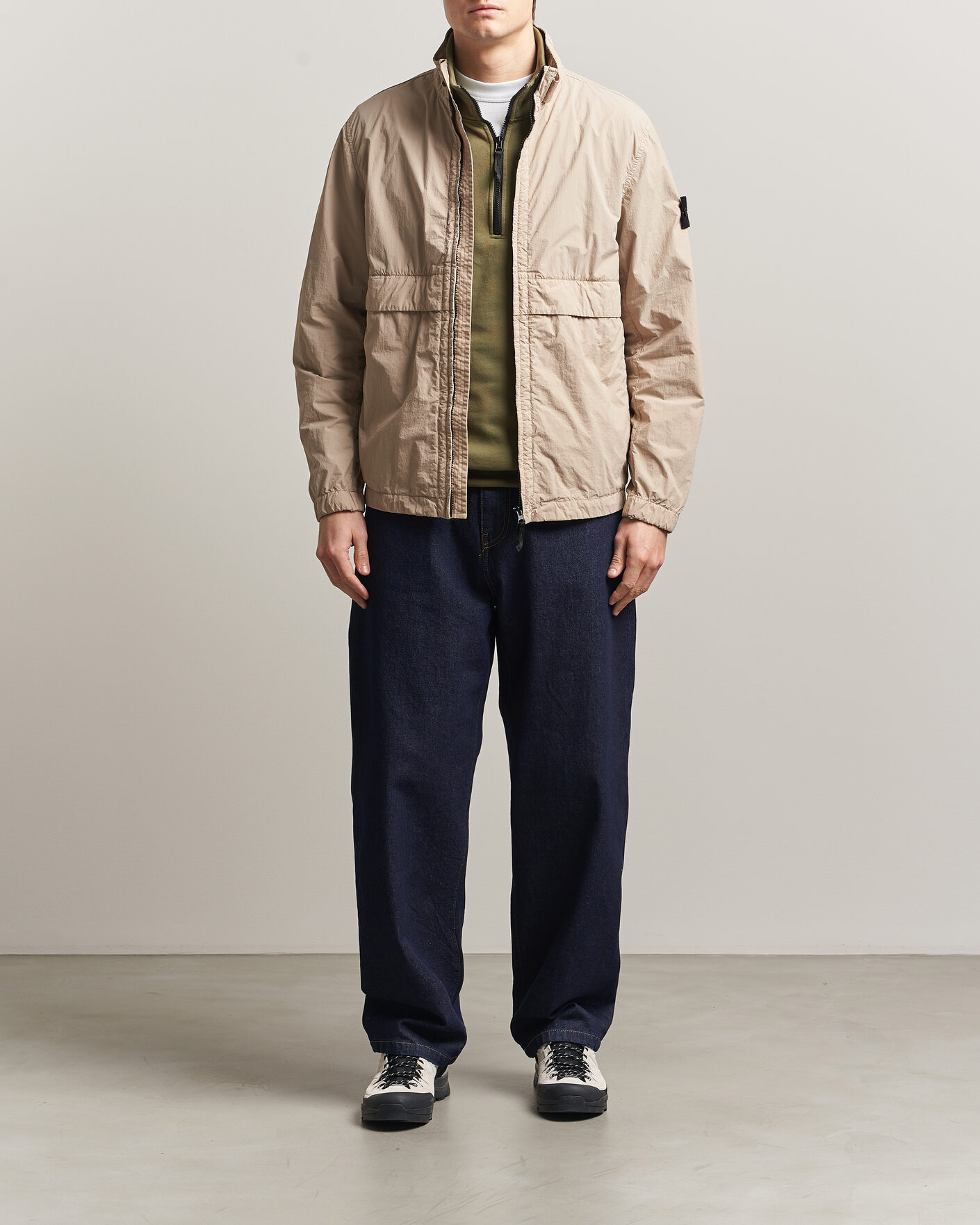 Stone Island Nylon Smerigliato-TC Stand Collar Jacket Desert hos