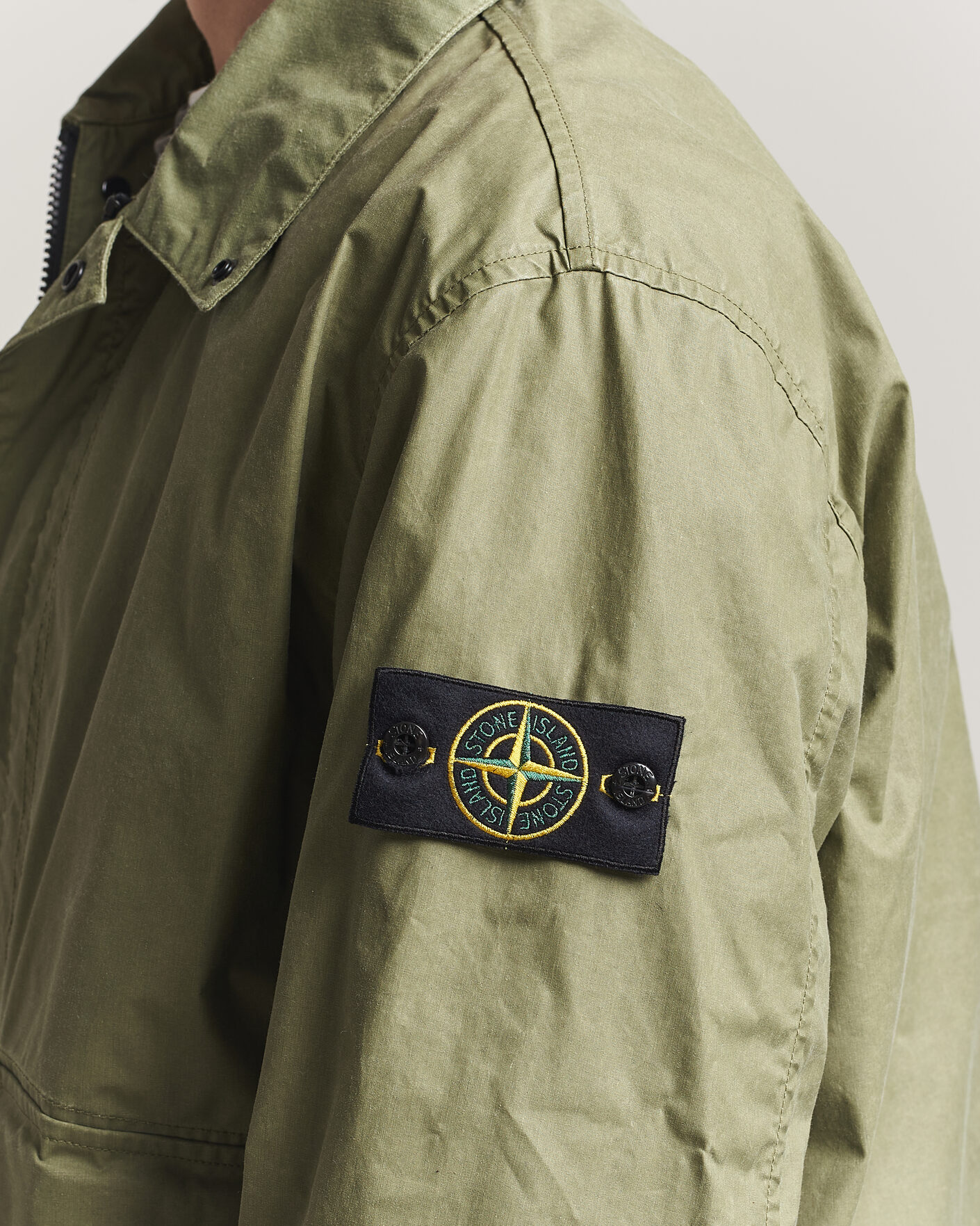 Herre | Jakker | Stone Island | Waxed Pigment Cotton Tela Coach Jacket Military Green