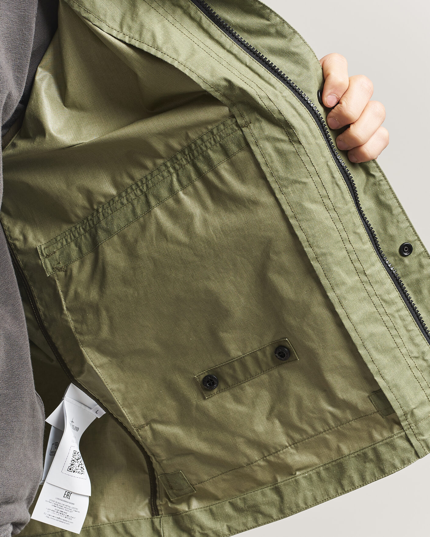 Herre | Jakker | Stone Island | Waxed Pigment Cotton Tela Coach Jacket Military Green