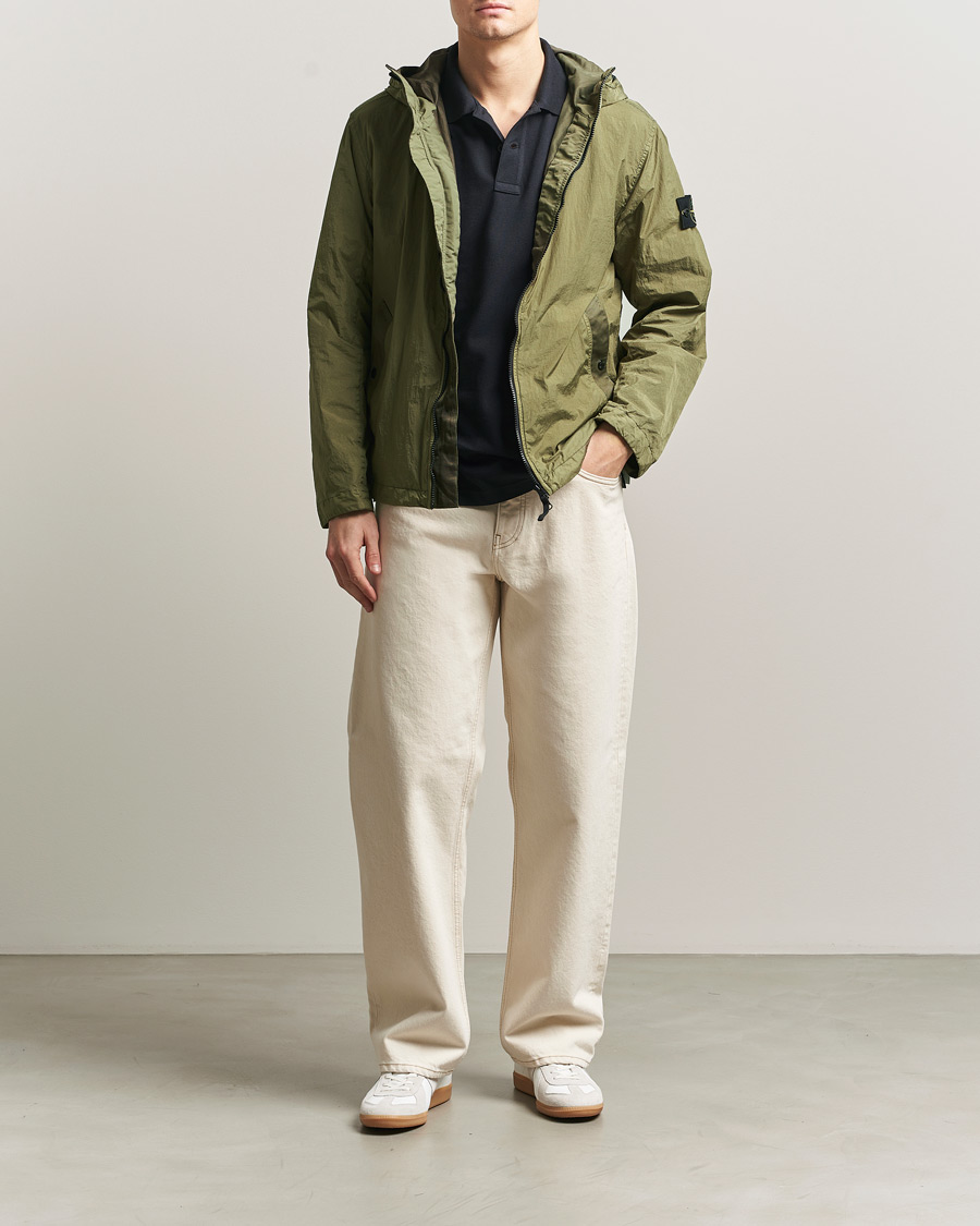 Herre | Jakker | Stone Island | Crinkle Reps Padded Hood Jacket Military Green