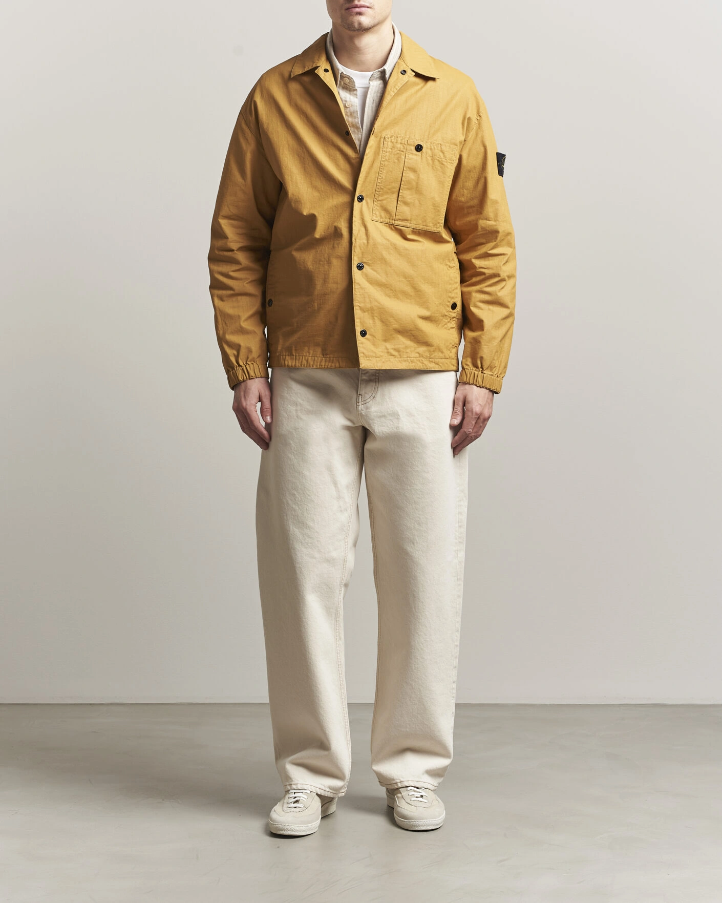 Herre | Jakker | Stone Island | Double Coated Cotton Ripstop Overshirt Mustard