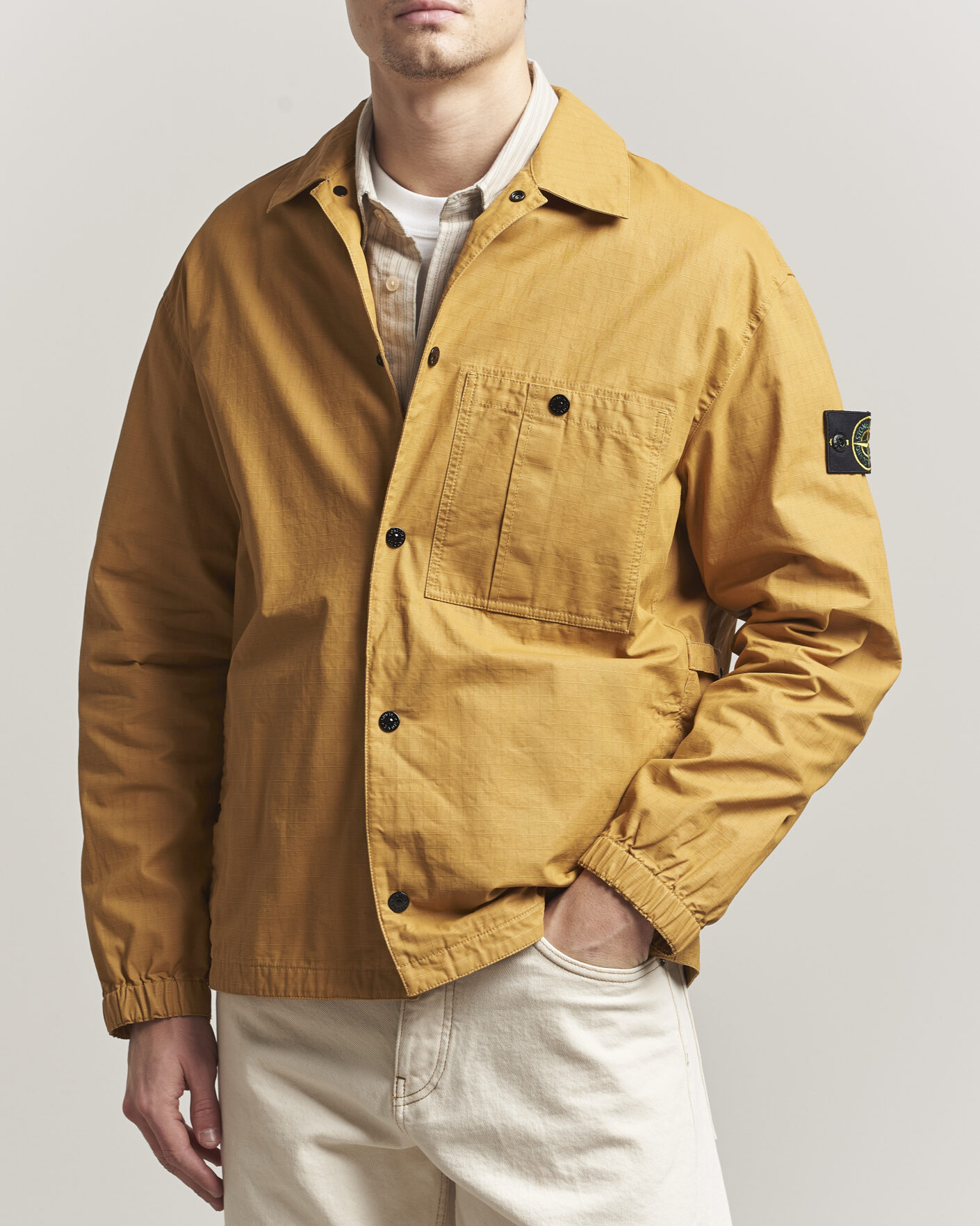 Herre | Jakker | Stone Island | Double Coated Cotton Ripstop Overshirt Mustard