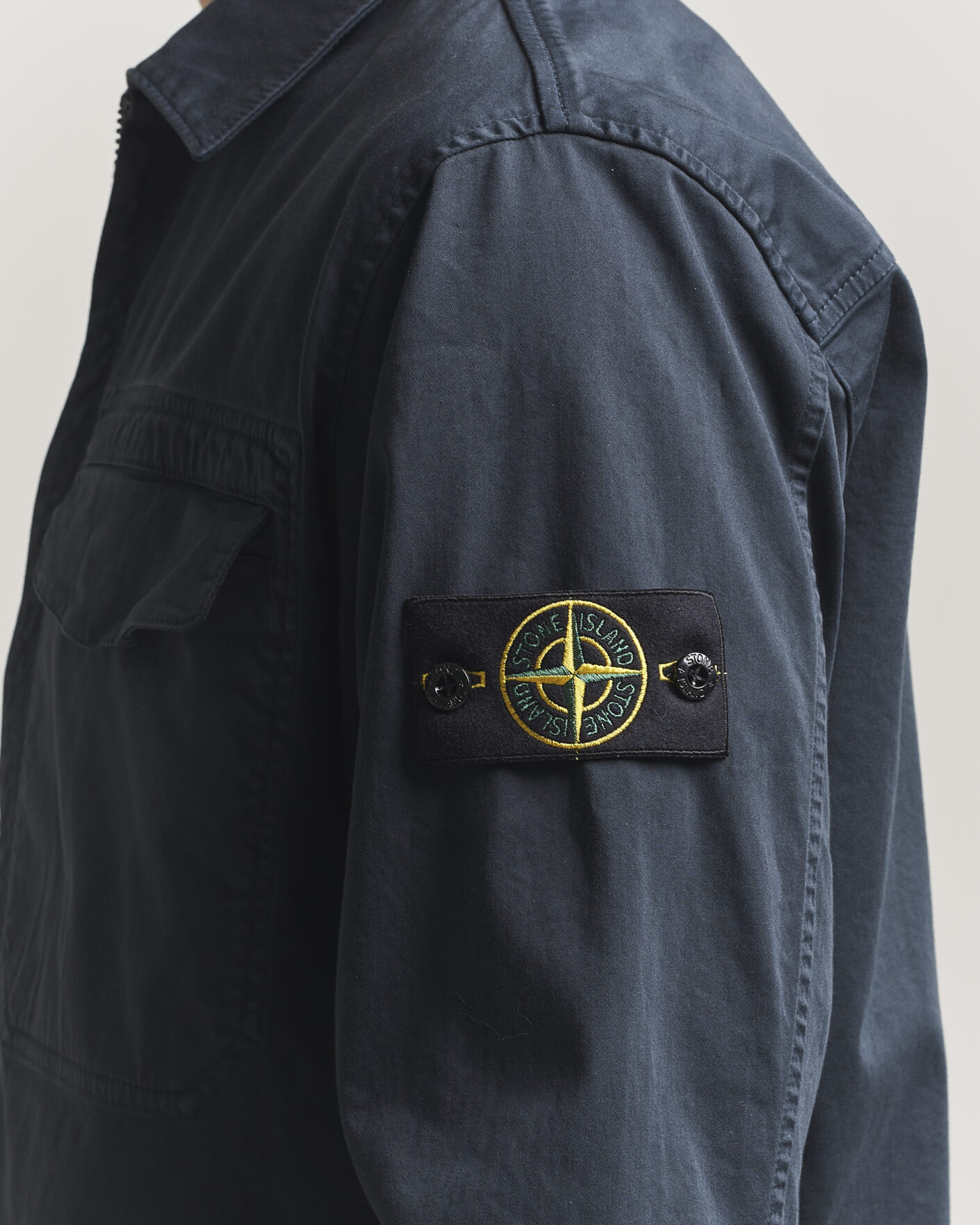 Herre | Skjorter | Stone Island | Cotton Stretch Zip Overshirt Navy