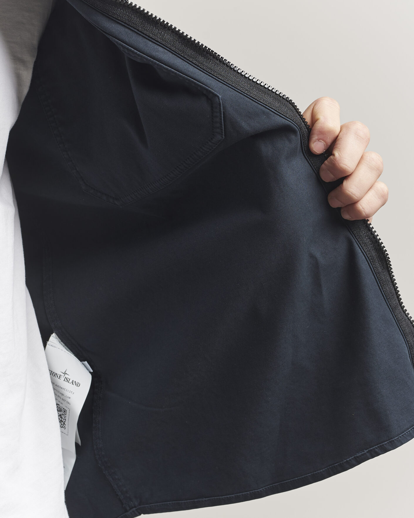 Herre | Skjorter | Stone Island | Cotton Stretch Zip Overshirt Navy